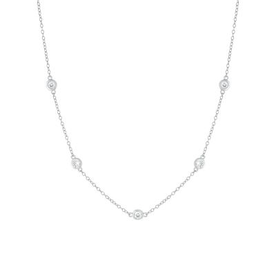 Belk Silverworks Sterling Silver 16+2-in. 5 Round Cubic Zirconia Necklace