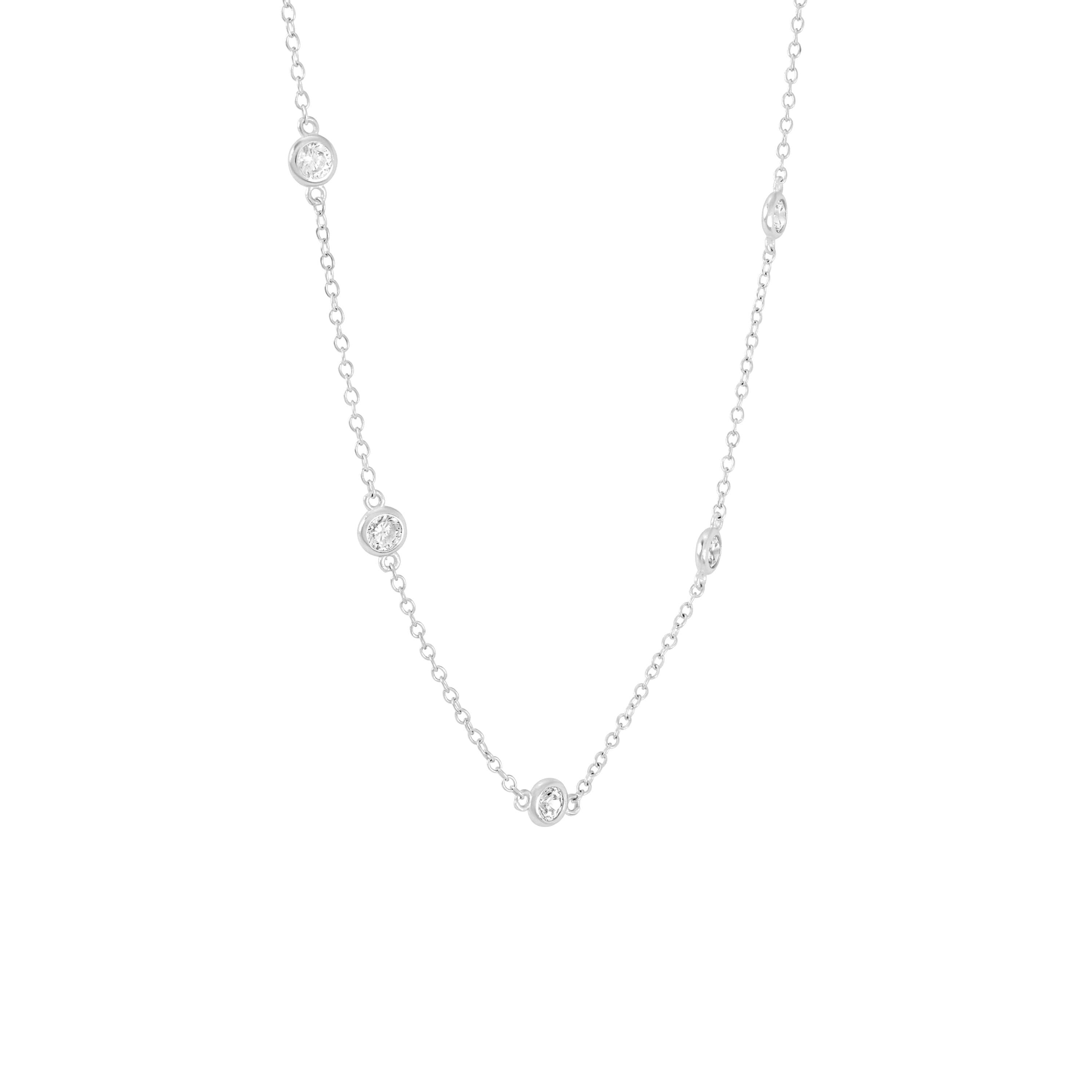 Sterling Silver 16+2-in. 5 Round Cubic Zirconia Necklace
