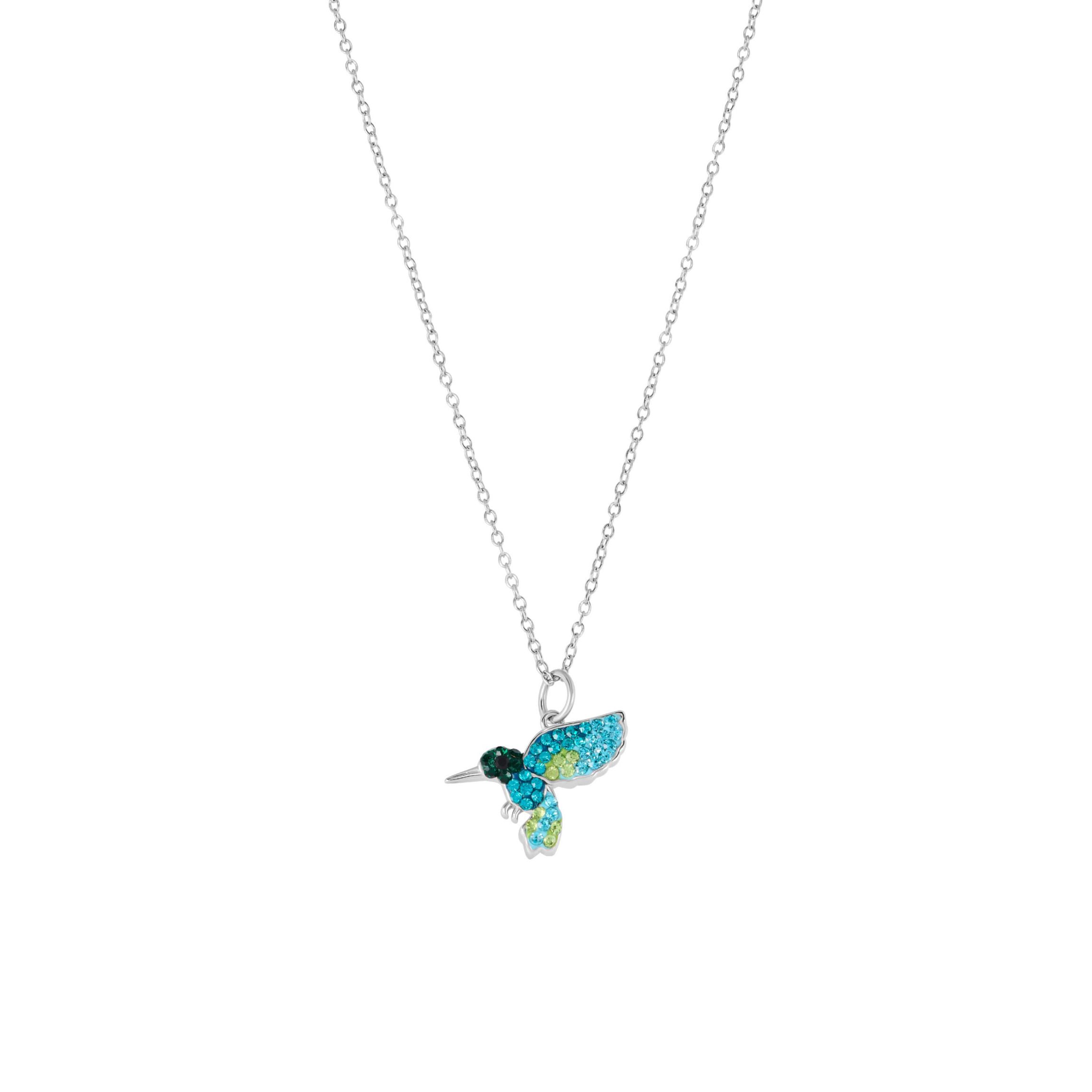 Sterling Silver 16+2-in. Crystal Hummingbird Pendant Necklace