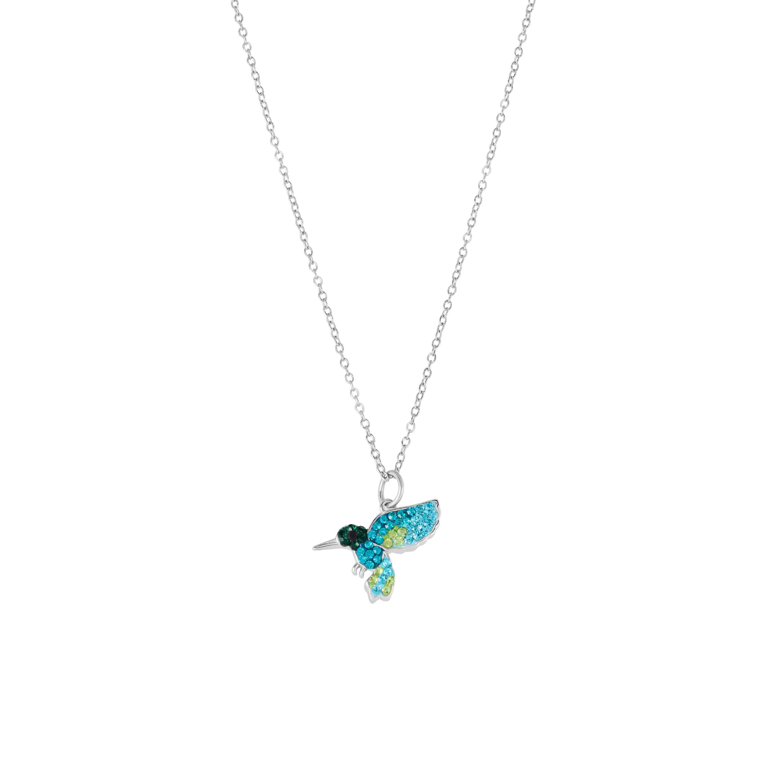 Sterling Silver 16+2-in. Crystal Hummingbird Pendant Necklace