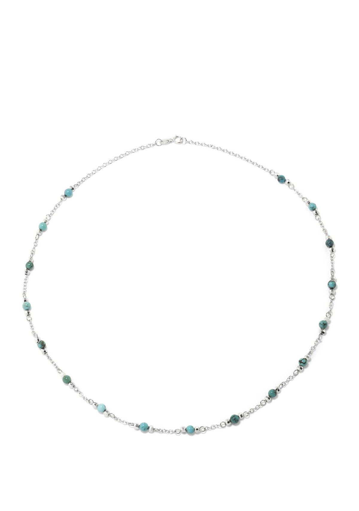 Sterling Silver 18 Inch Enhanced Turquoise Beaded Necklace