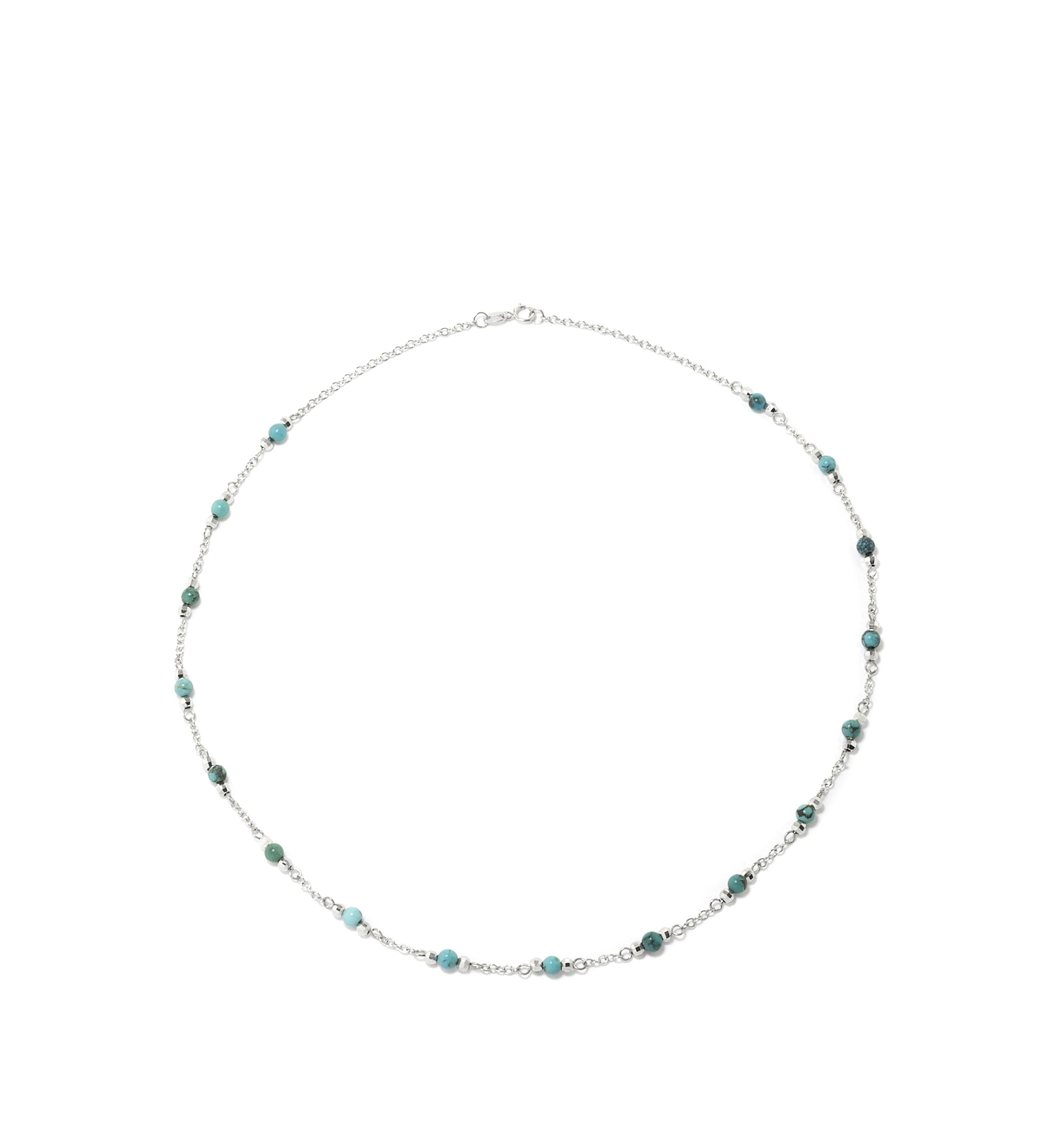 Sterling Silver 18 Inch Enhanced Turquoise Beaded Necklace