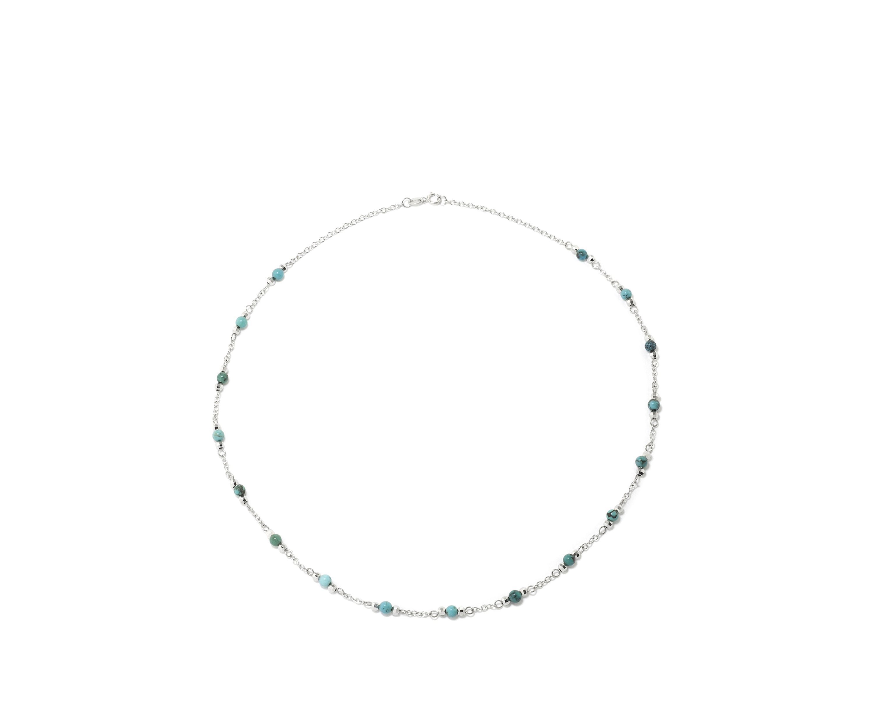 Sterling Silver 18 Inch Enhanced Turquoise Beaded Necklace