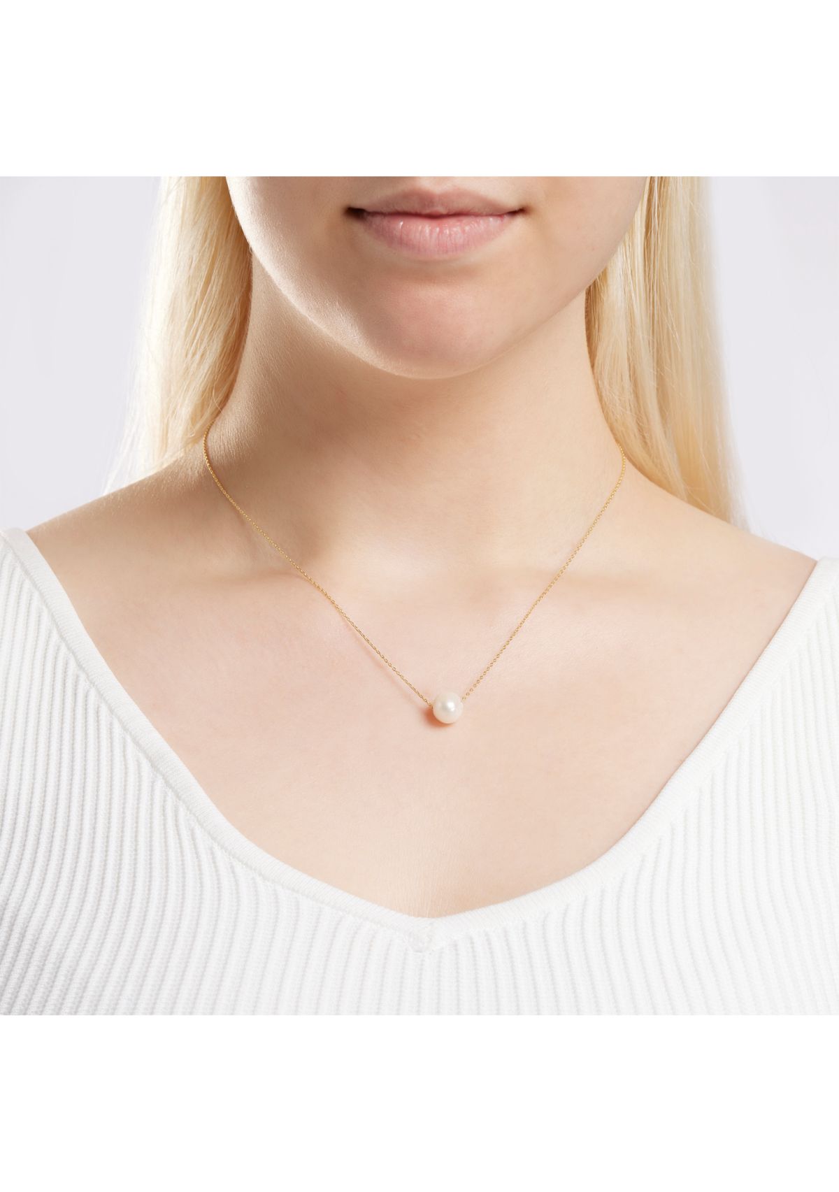 Gold Over Sterling Silver 18" 10 Millimeter Freshwater Pearl Diamond Cut Cable Chain Necklace
