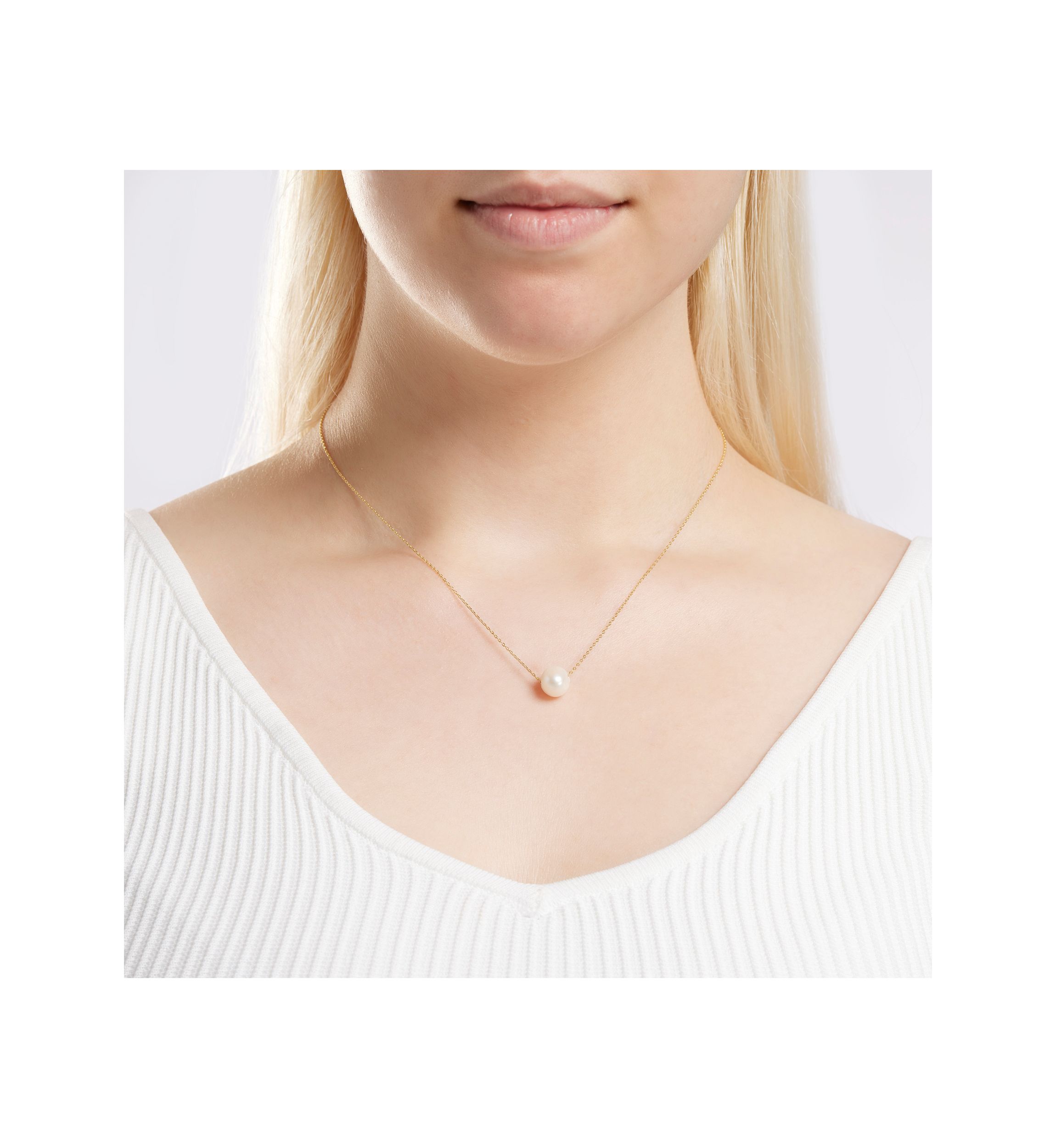 Gold Over Sterling Silver 18" 10 Millimeter Freshwater Pearl Diamond Cut Cable Chain Necklace