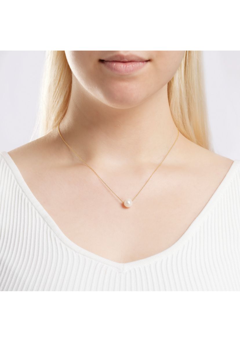 Gold Over Sterling Silver 18" 10 Millimeter Freshwater Pearl Diamond Cut Cable Chain Necklace