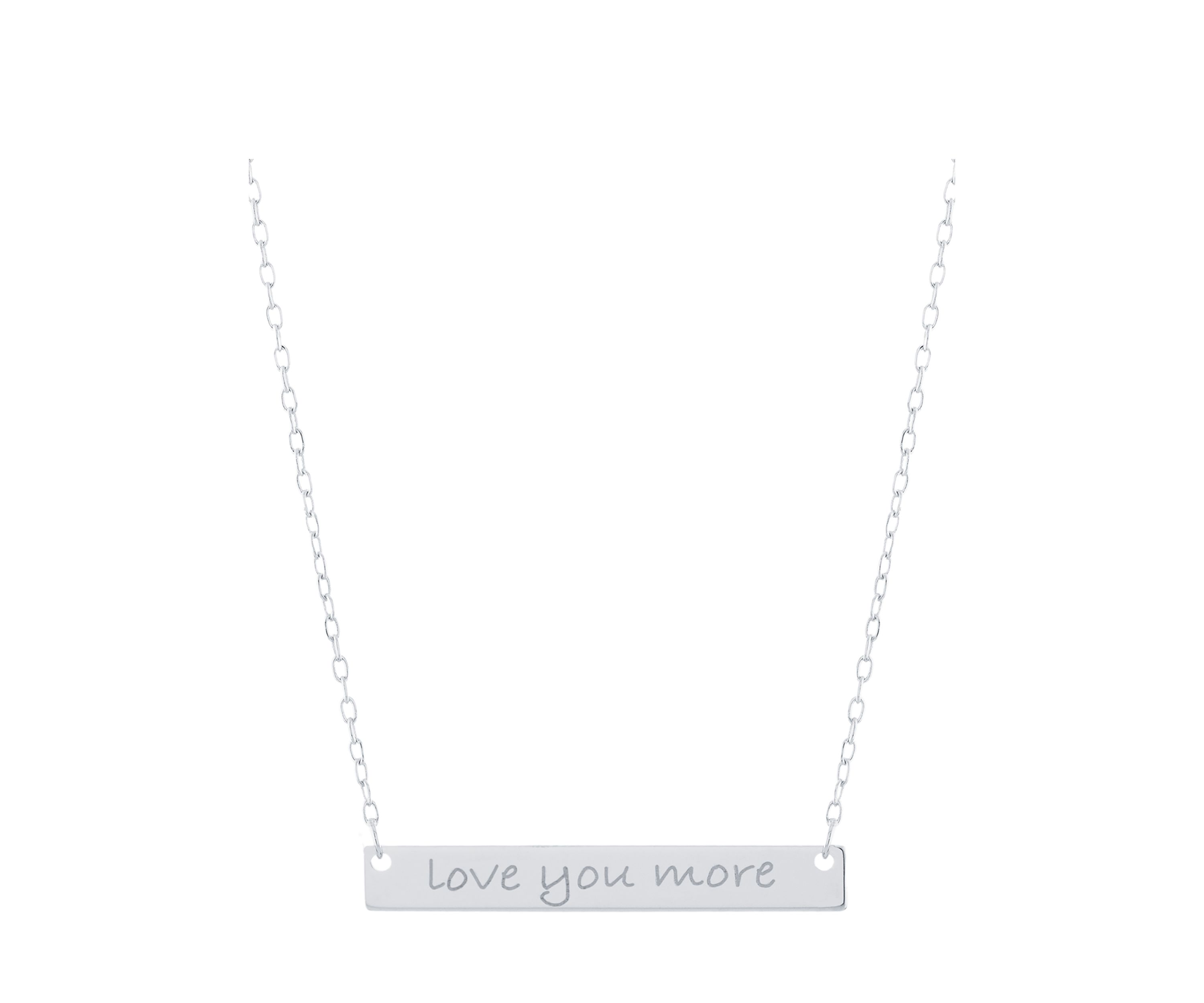 Sterling Silver "Love You More" Bar Necklace