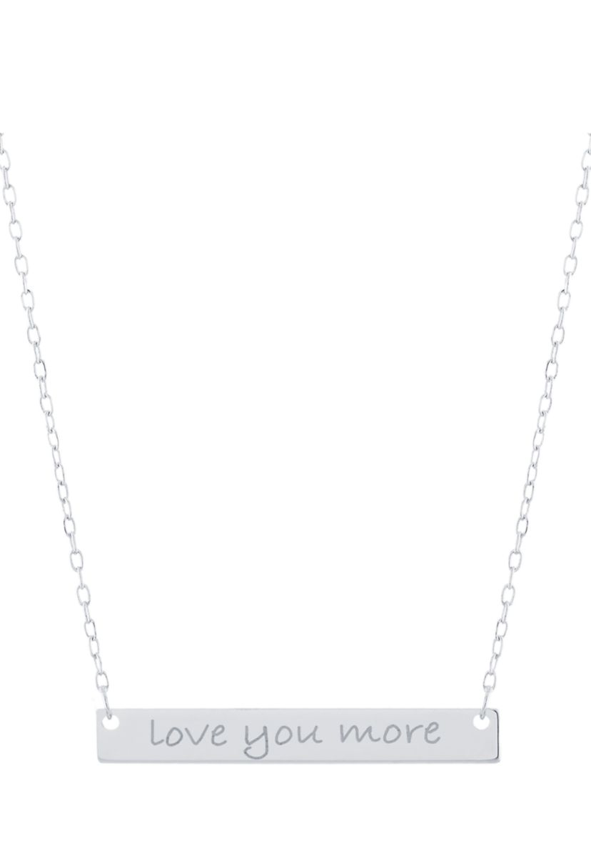 Sterling Silver "Love You More" Bar Necklace
