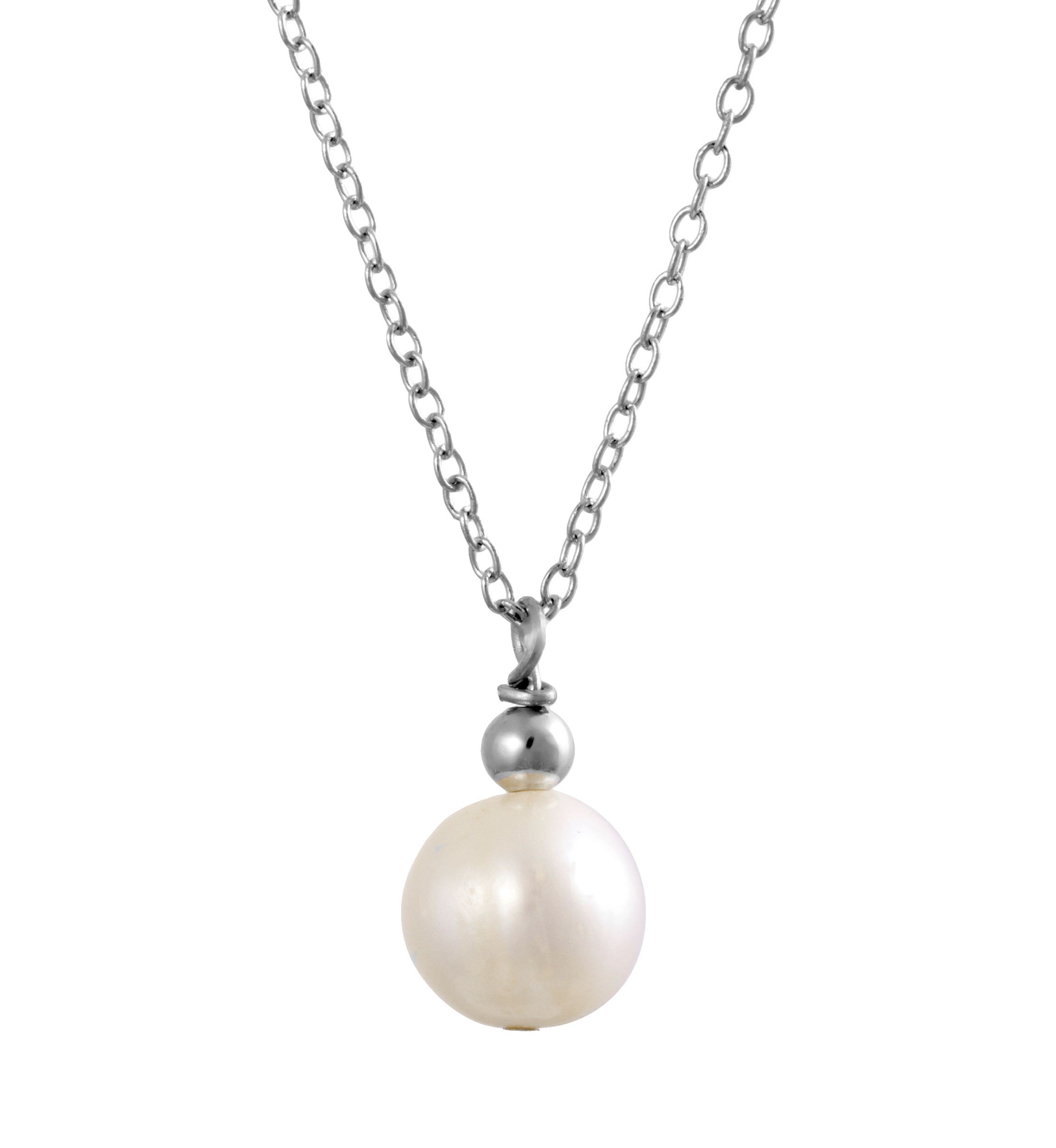Sterling Silver 16+2" 7-7.5 Millimeter Freshwater Pearl Necklace