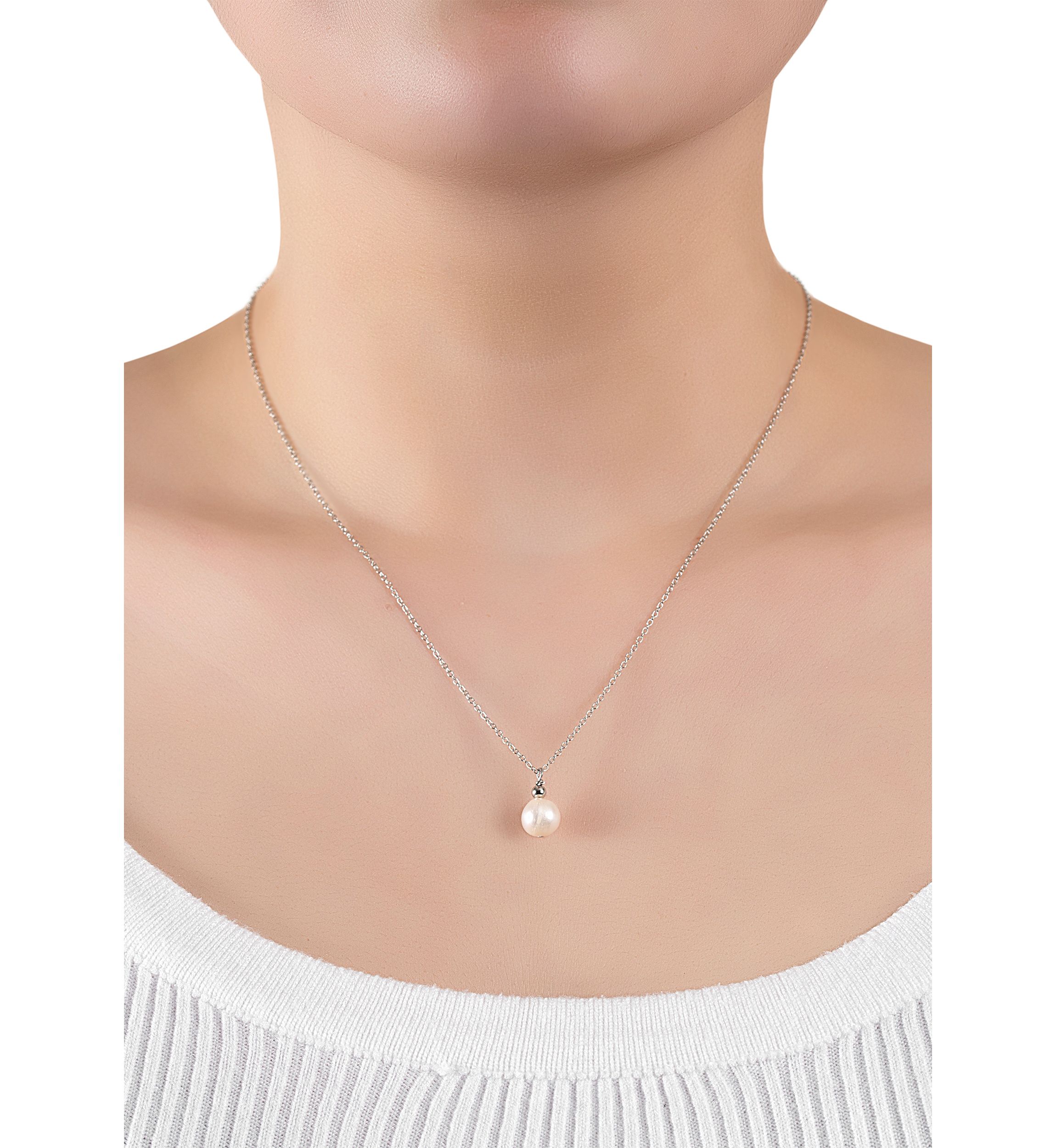 Sterling Silver 16+2" 7-7.5 Millimeter Freshwater Pearl Necklace