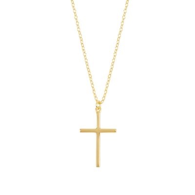 Belk Silverworks Gold Over Sterling Silver 16+2-in. Cross Pendant Necklace, 16 in