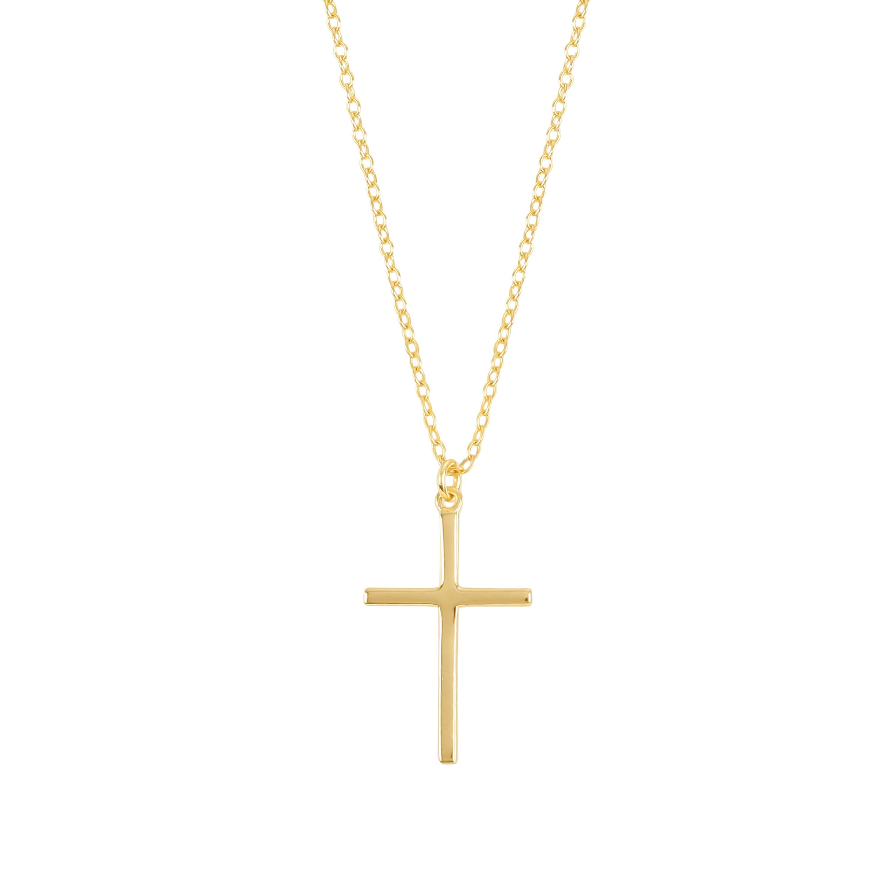 Gold Over Sterling Silver 16+2-in. Cross Pendant Necklace
