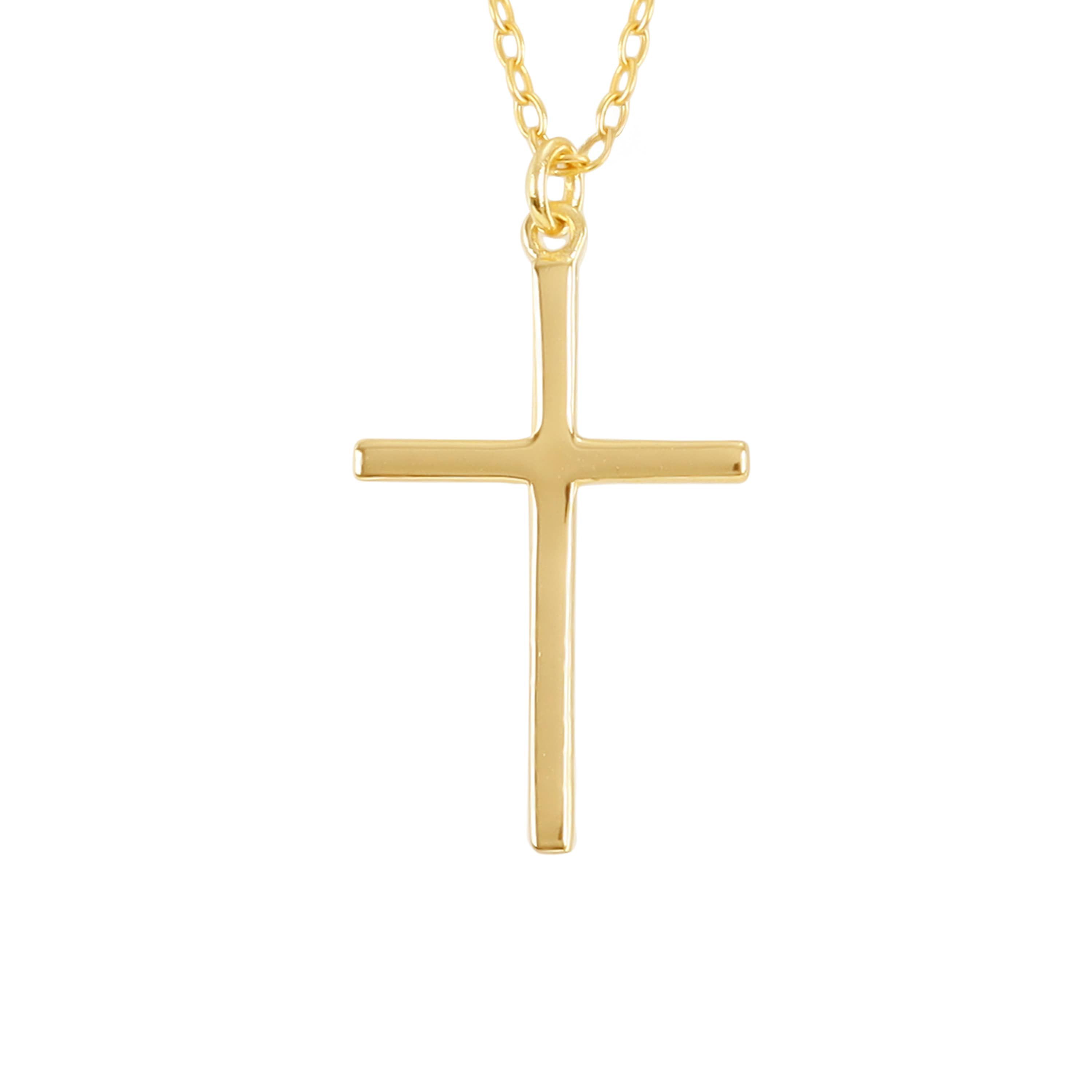 Gold Over Sterling Silver 16+2-in. Cross Pendant Necklace