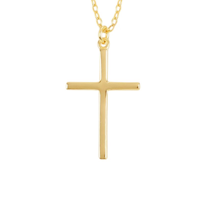Gold Over Sterling Silver 16+2-in. Cross Pendant Necklace