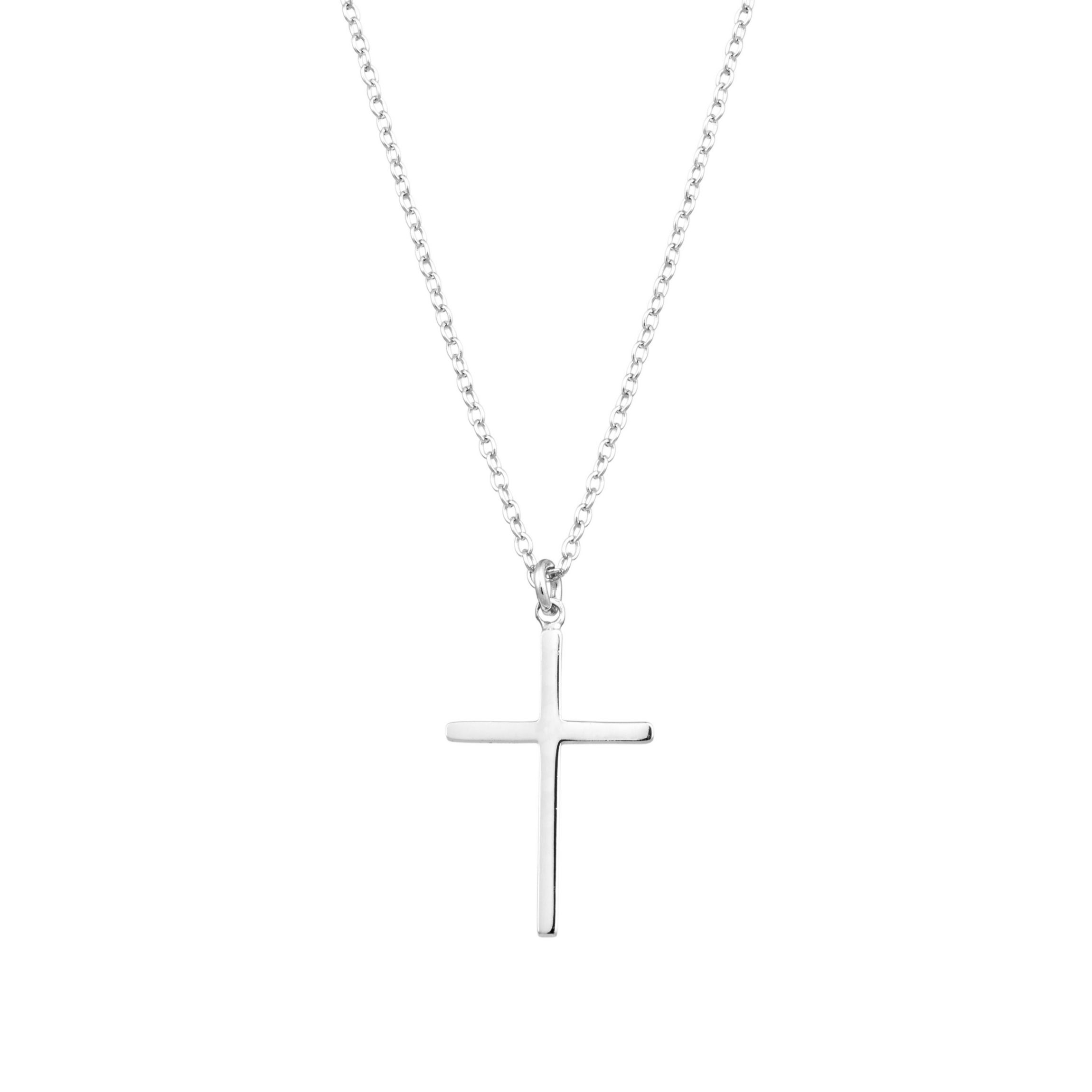 Sterling Silver 16+2IN Cross Pendant Necklace