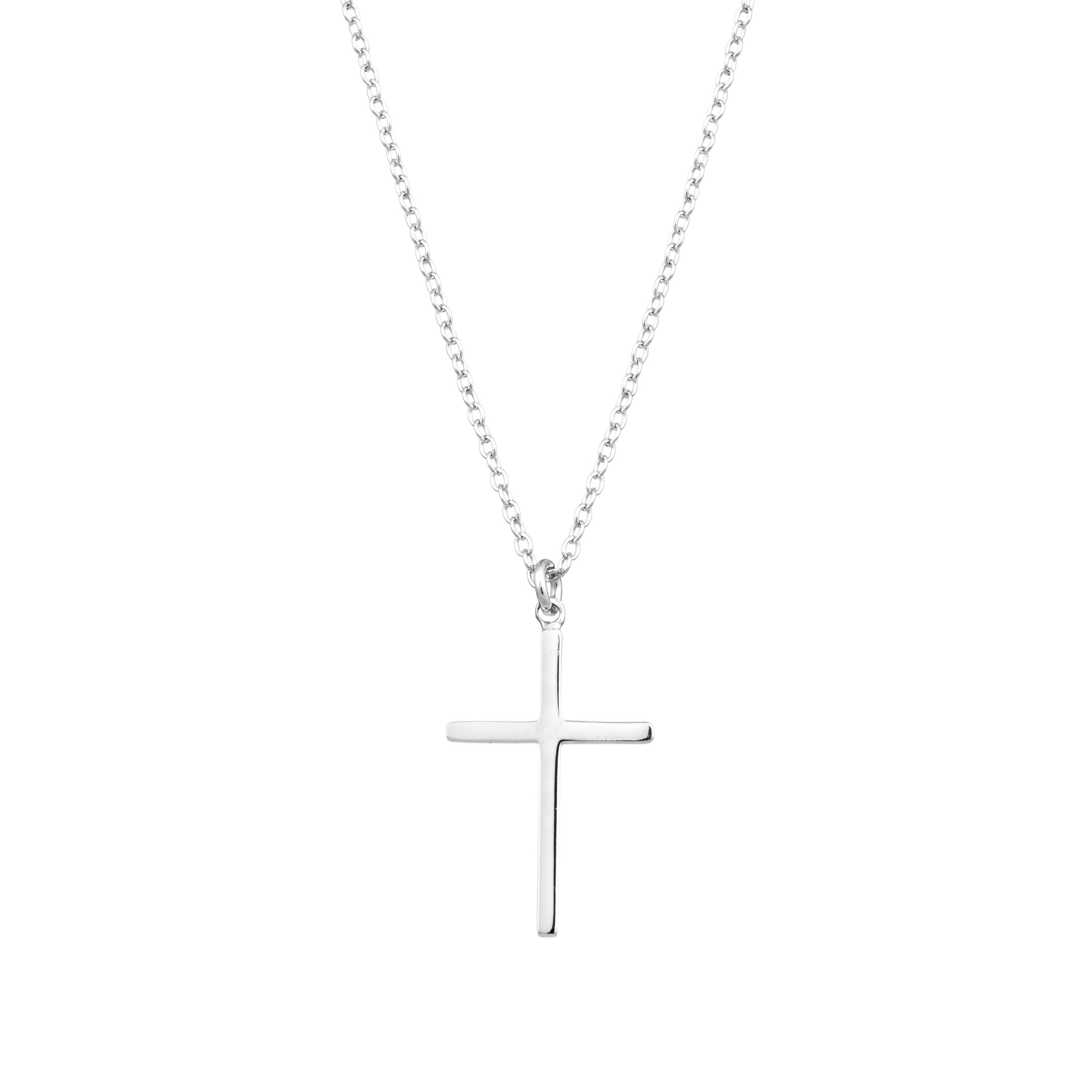 Sterling Silver 16+2IN Cross Pendant Necklace