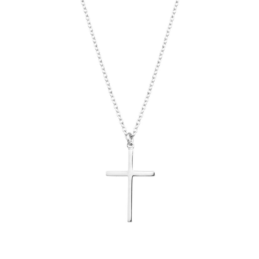 Sterling Silver 16+2IN Cross Pendant Necklace