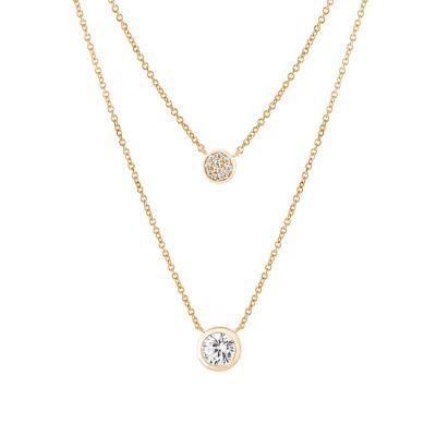 Belk Silverworks Sterling Silver 16+2-in. Cubic Zirconia Disc 2 Layered Necklace, Gold, 16 in