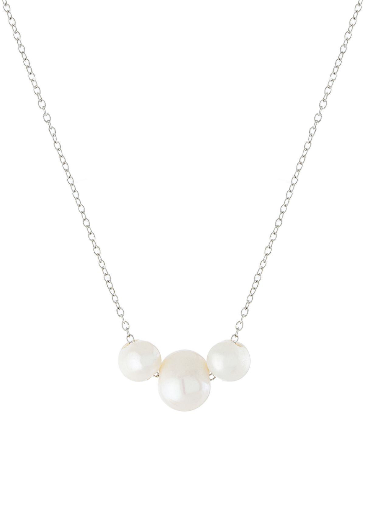 Sterling Silver 16" + 2" Triple Freshwater Pearl Necklace