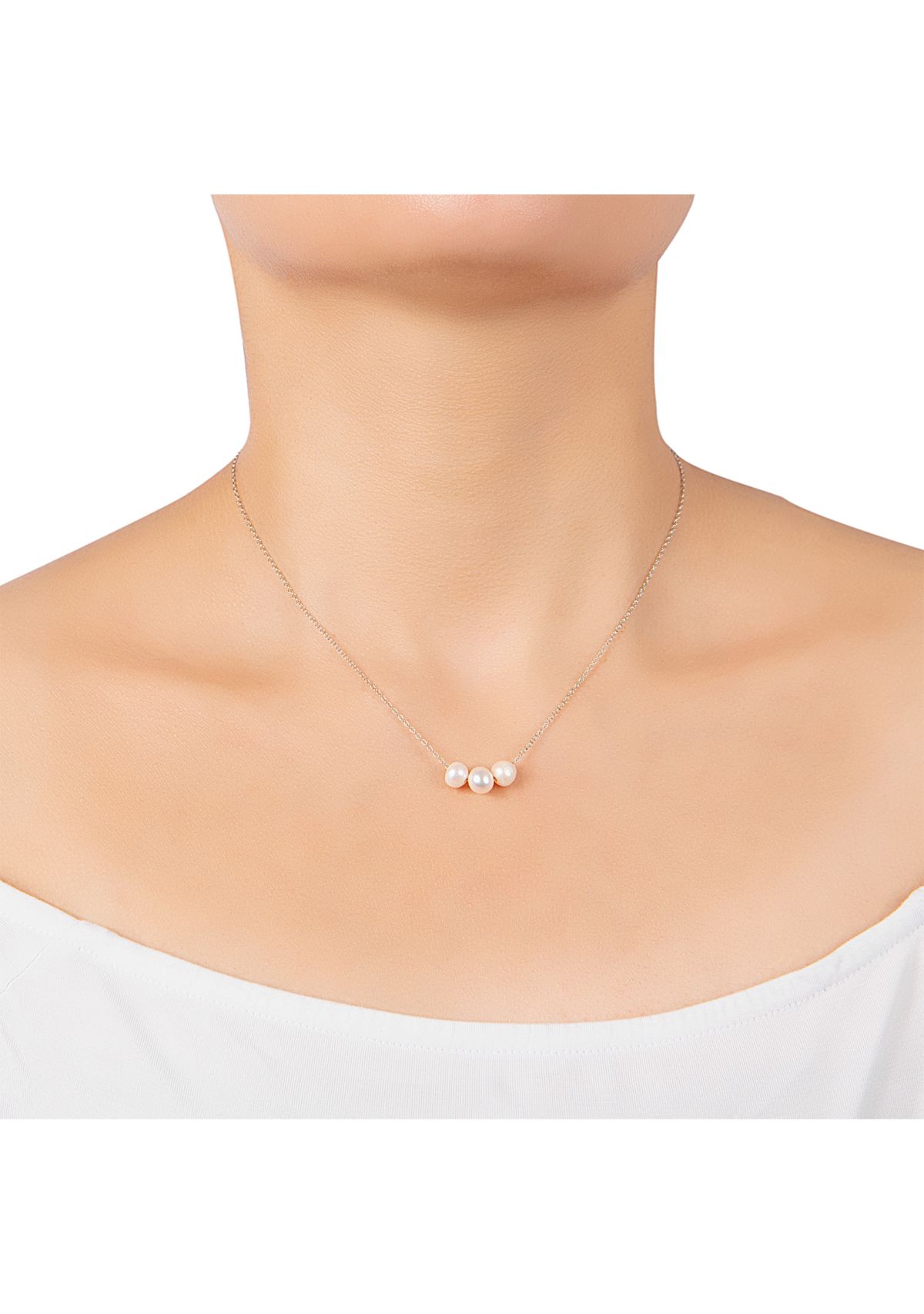 Sterling Silver 16" + 2" Triple Freshwater Pearl Necklace