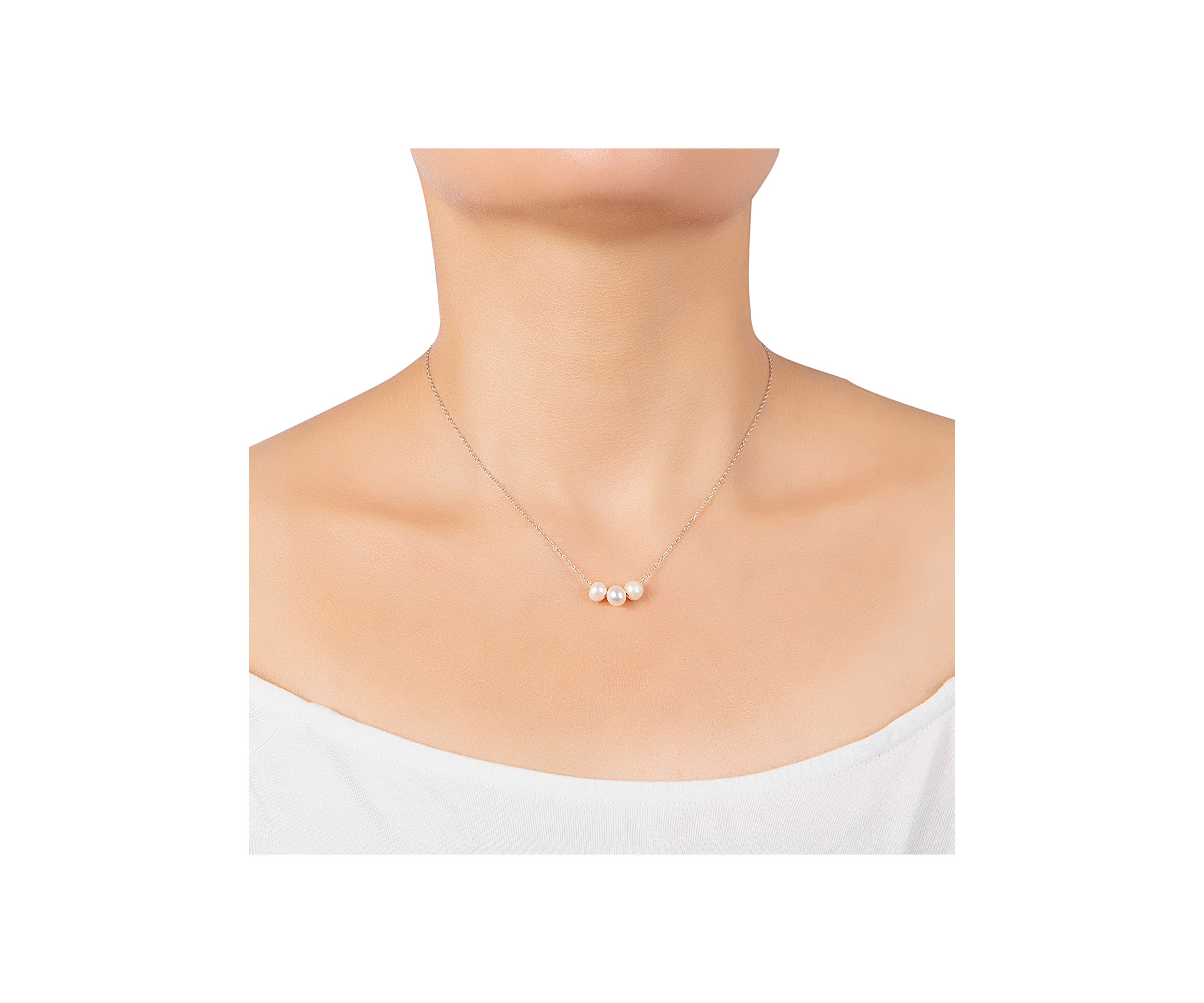 Sterling Silver 16" + 2" Triple Freshwater Pearl Necklace