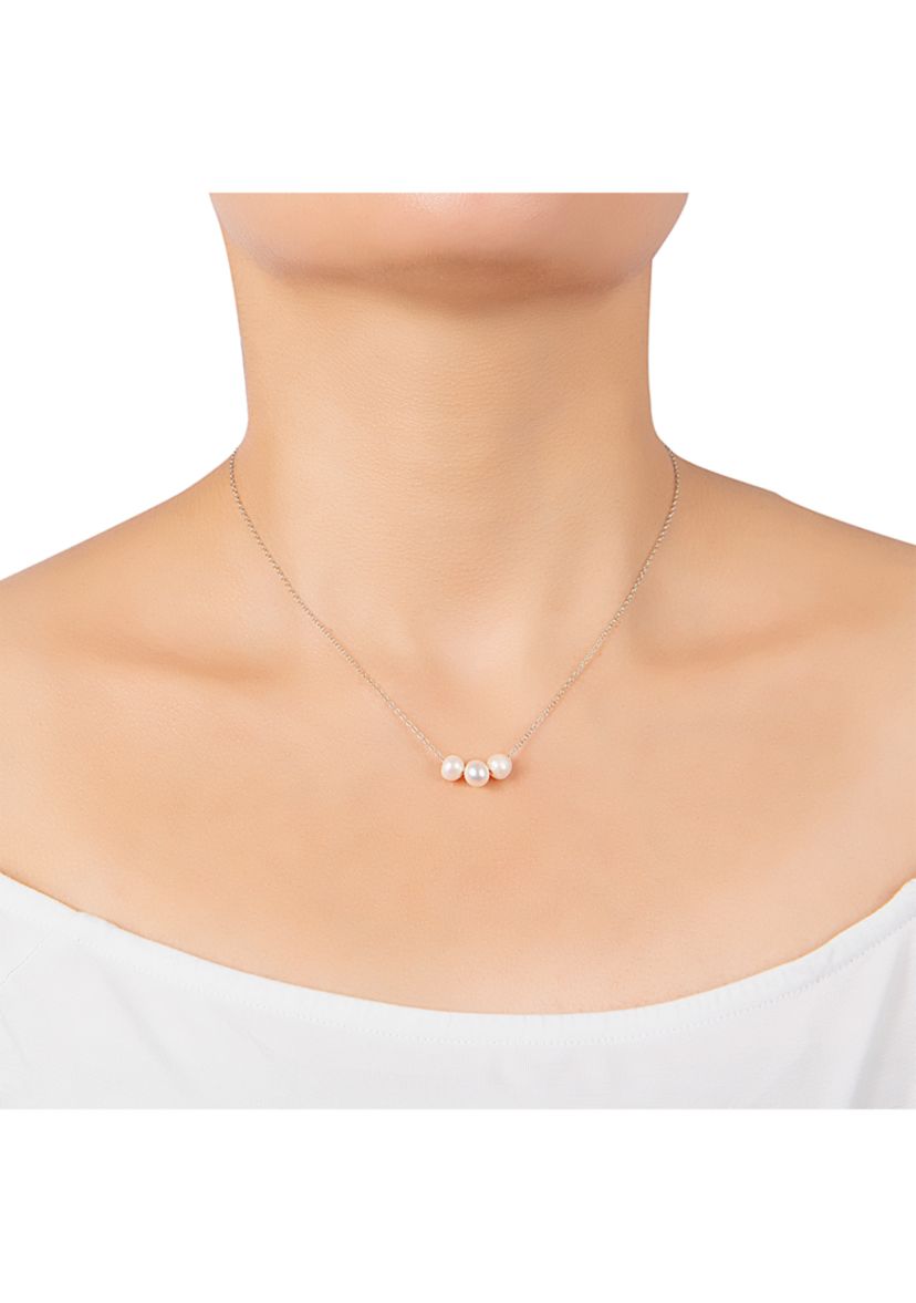 Sterling Silver 16" + 2" Triple Freshwater Pearl Necklace