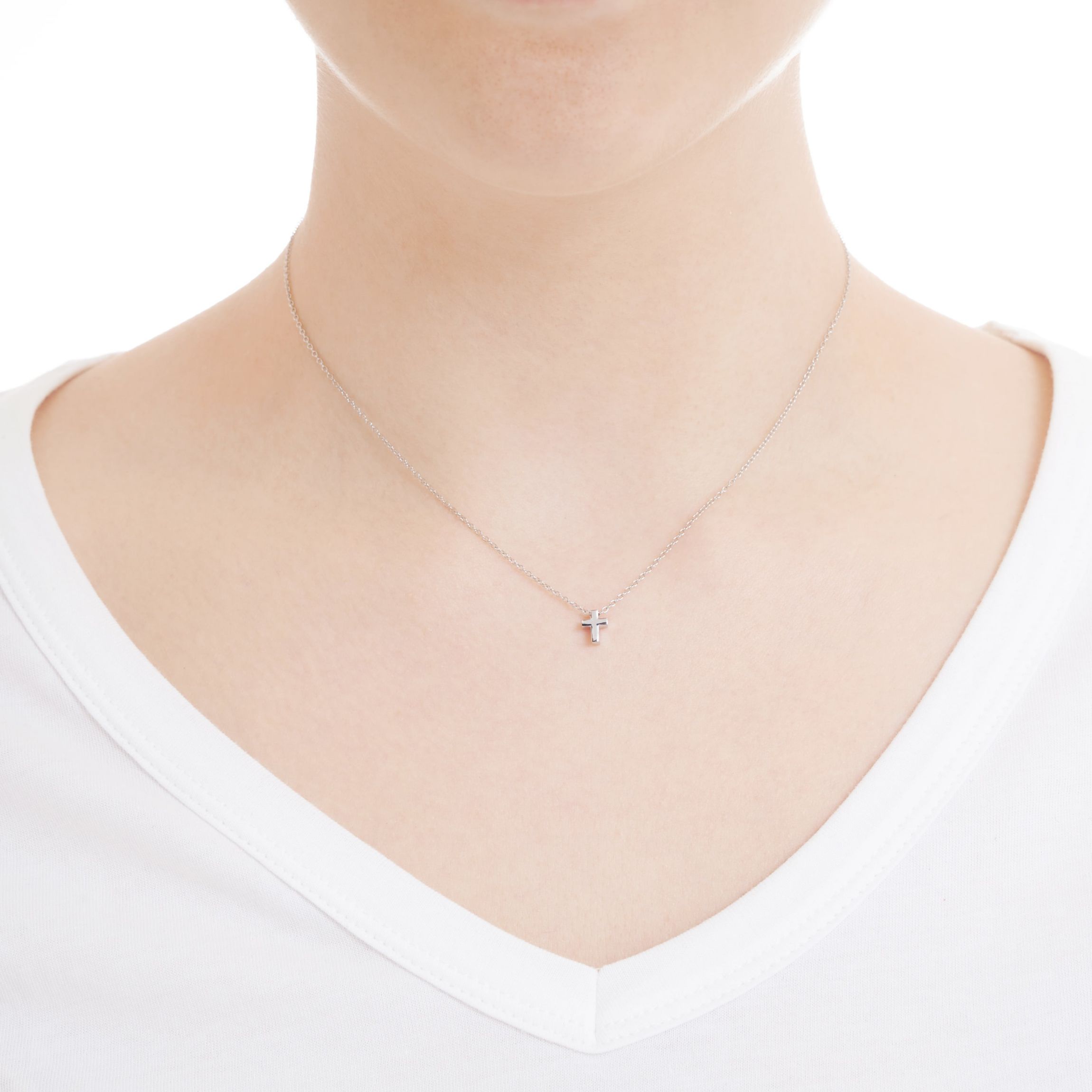 Sterling Silver 16+2-in. Cross Pendant Necklace