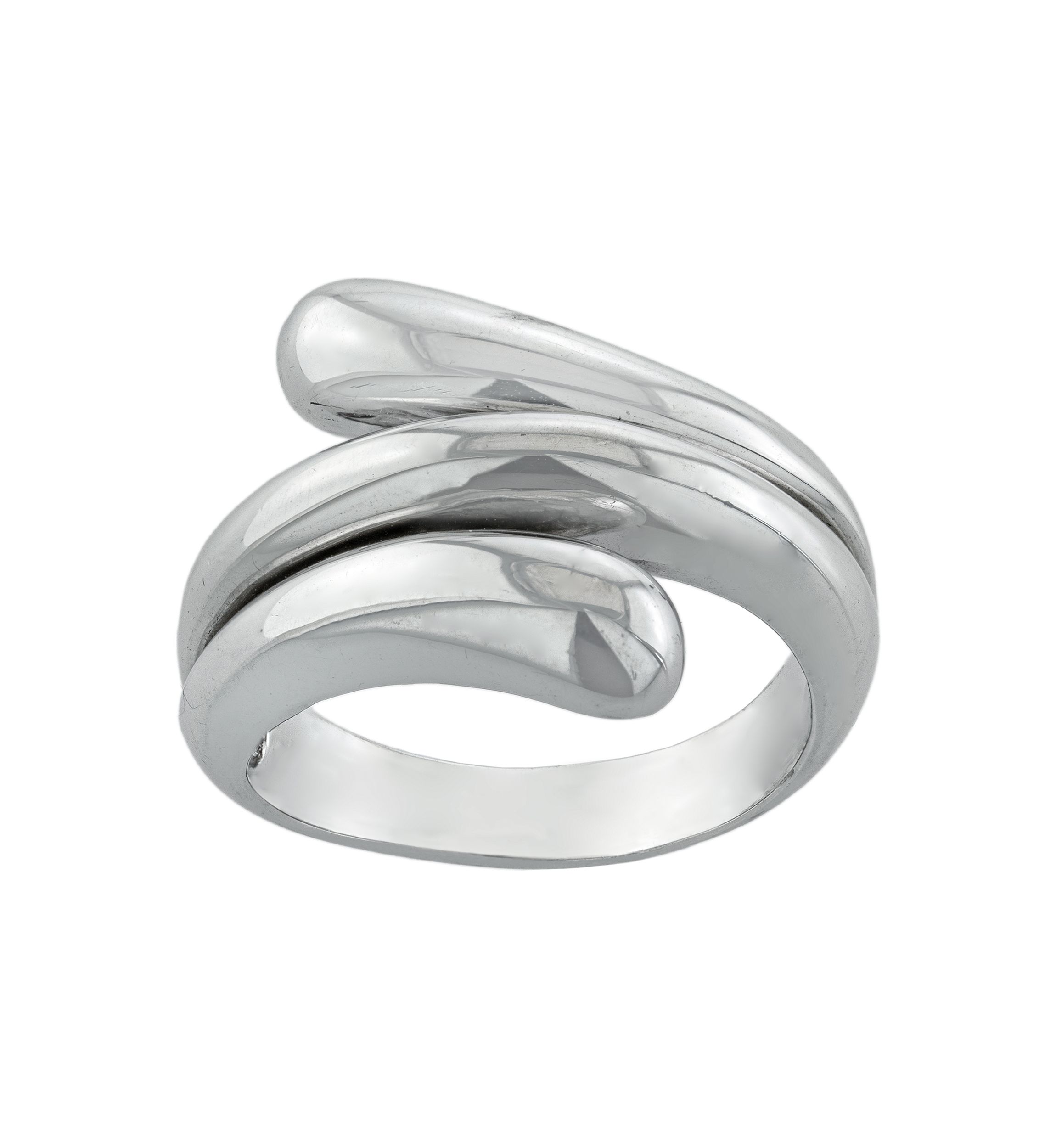 Sterling Silver Tripe Band Bypass Ring
