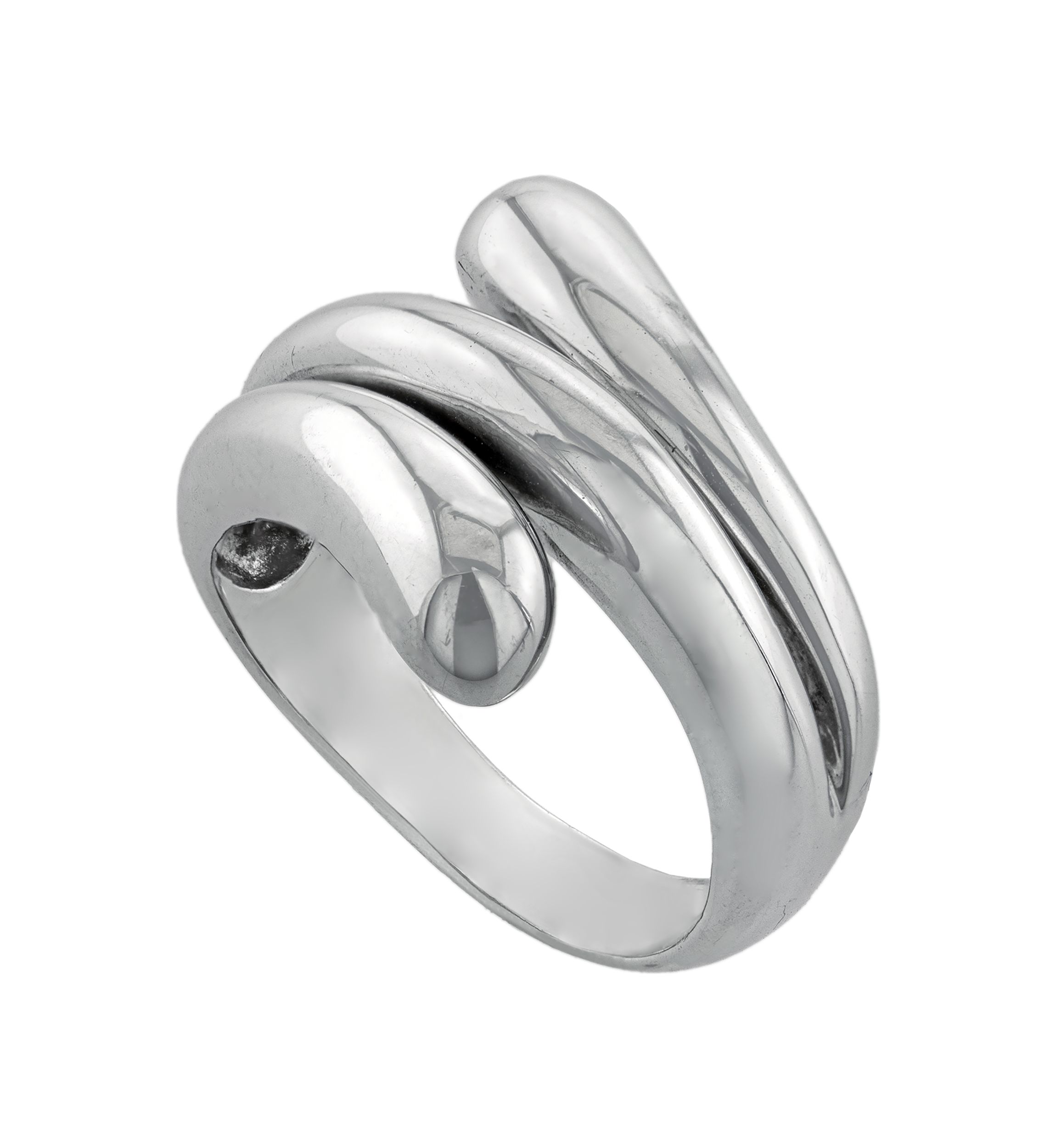 Sterling Silver Tripe Band Bypass Ring