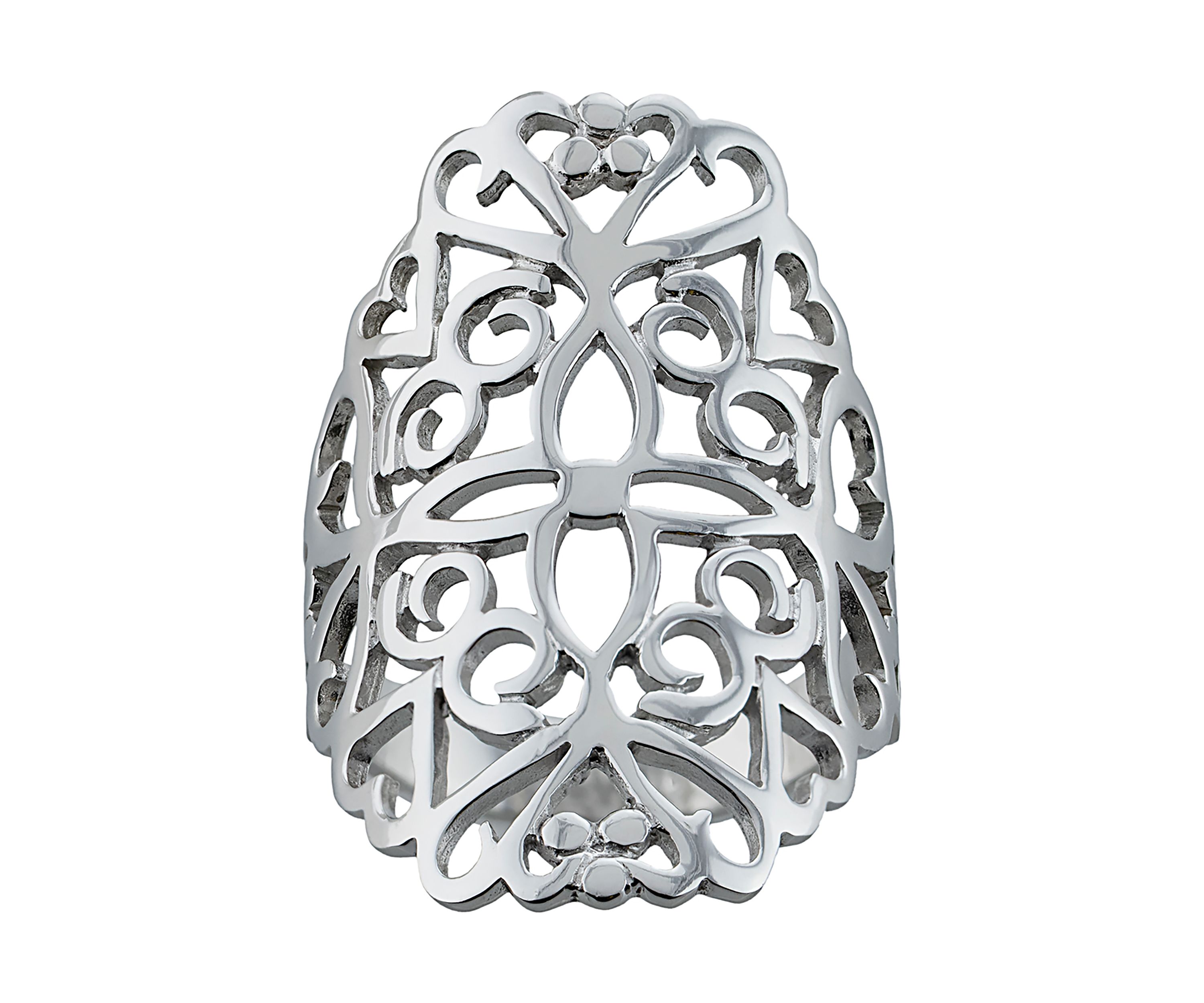 Sterling Silver Laser Cut Heart and Flower Ring