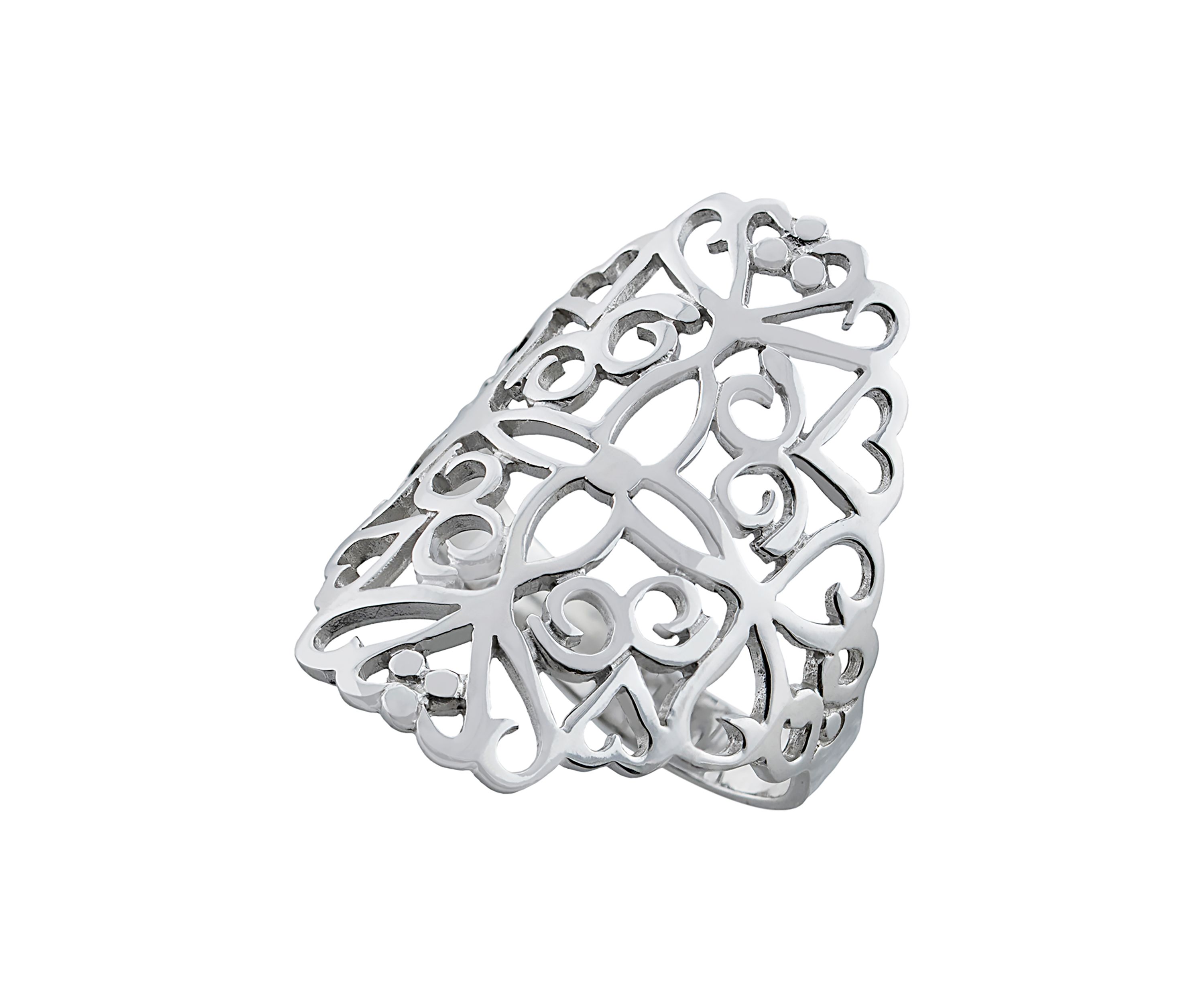 Sterling Silver Laser Cut Heart and Flower Ring