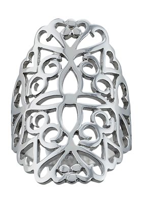 Infinity Silver Sterling Silver Laser Cut Heart and Flower Ring