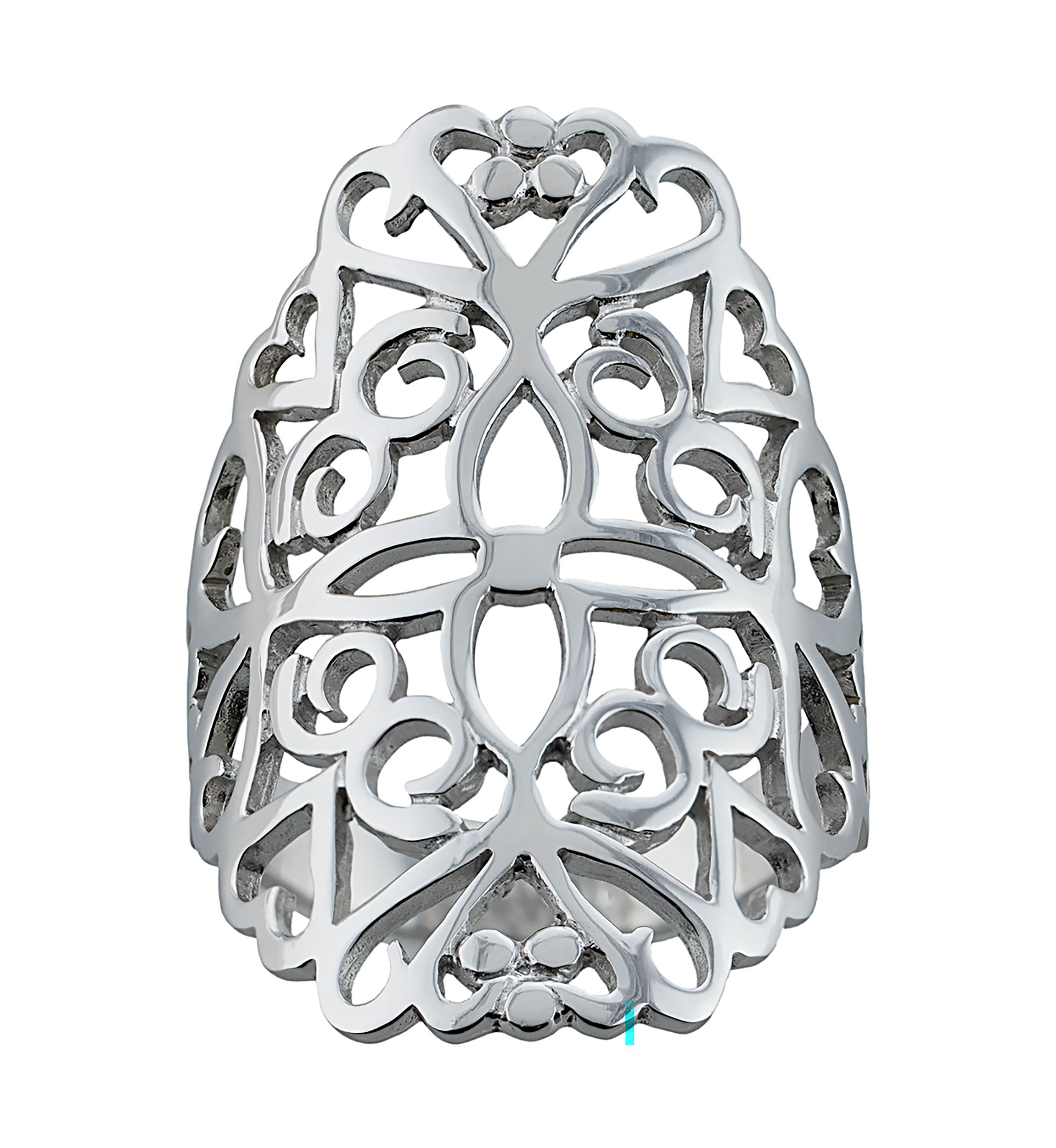 Sterling Silver Laser Cut Heart and Flower Ring