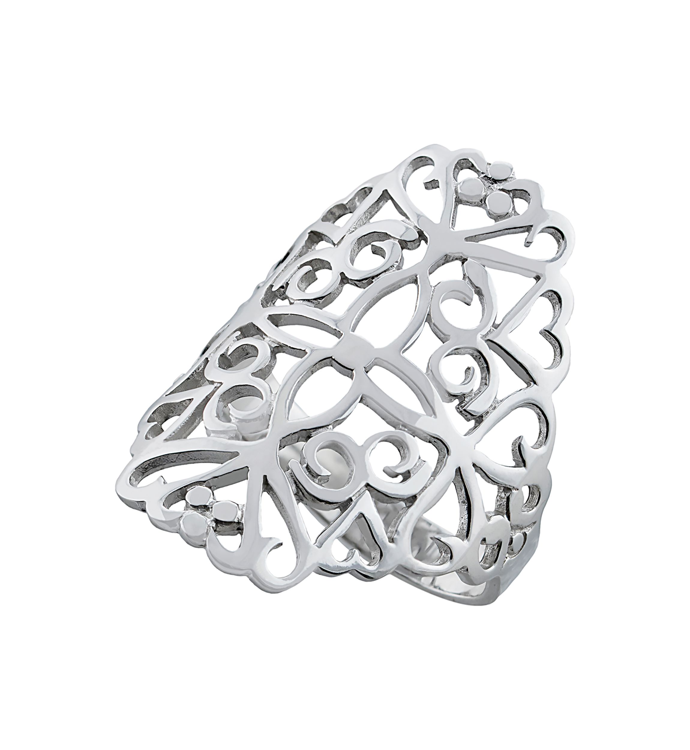 Sterling Silver Laser Cut Heart and Flower Ring