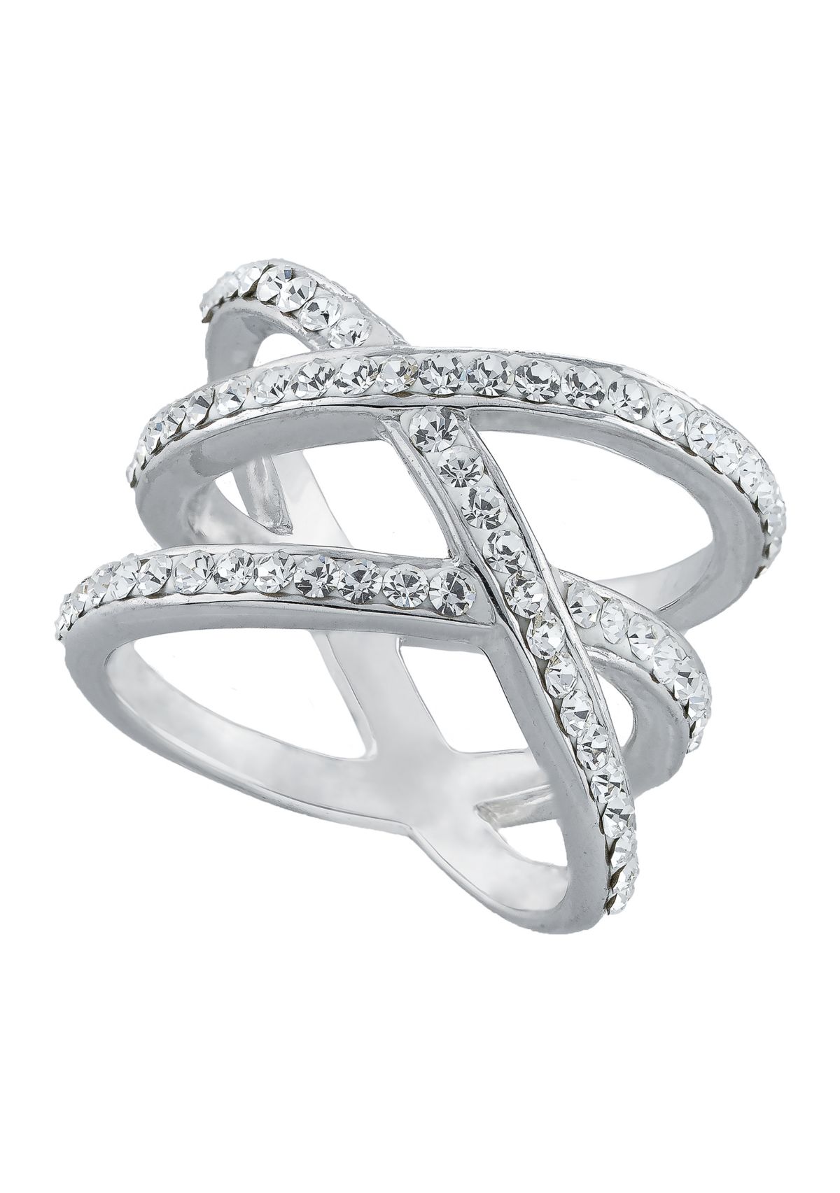 Sterling Silver Crystal Woven Band Ring