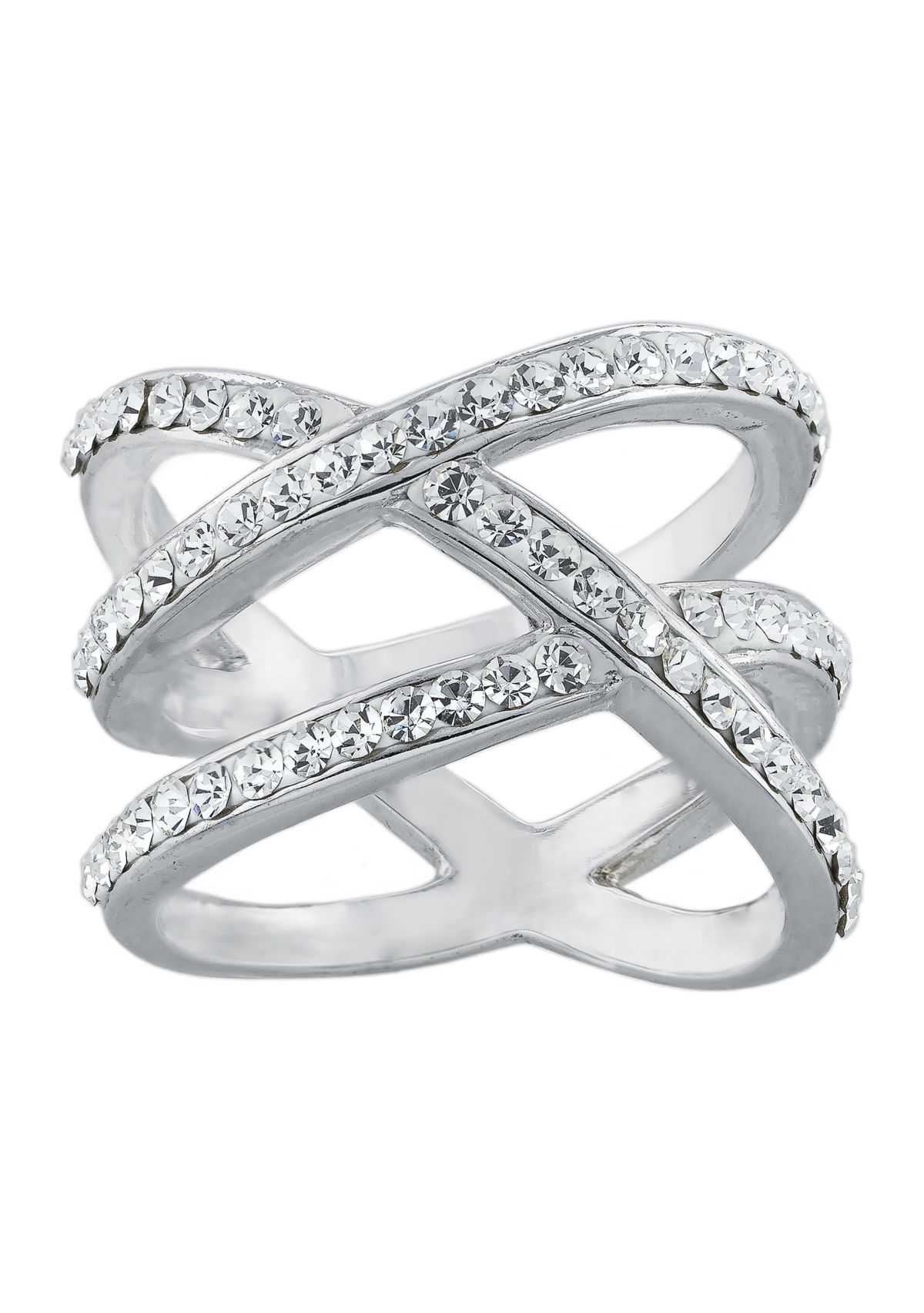 Sterling Silver Crystal Woven Band Ring