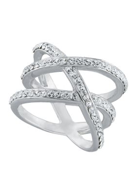 Belk Silverworks Sterling Silver Crystal Open Woven Ring