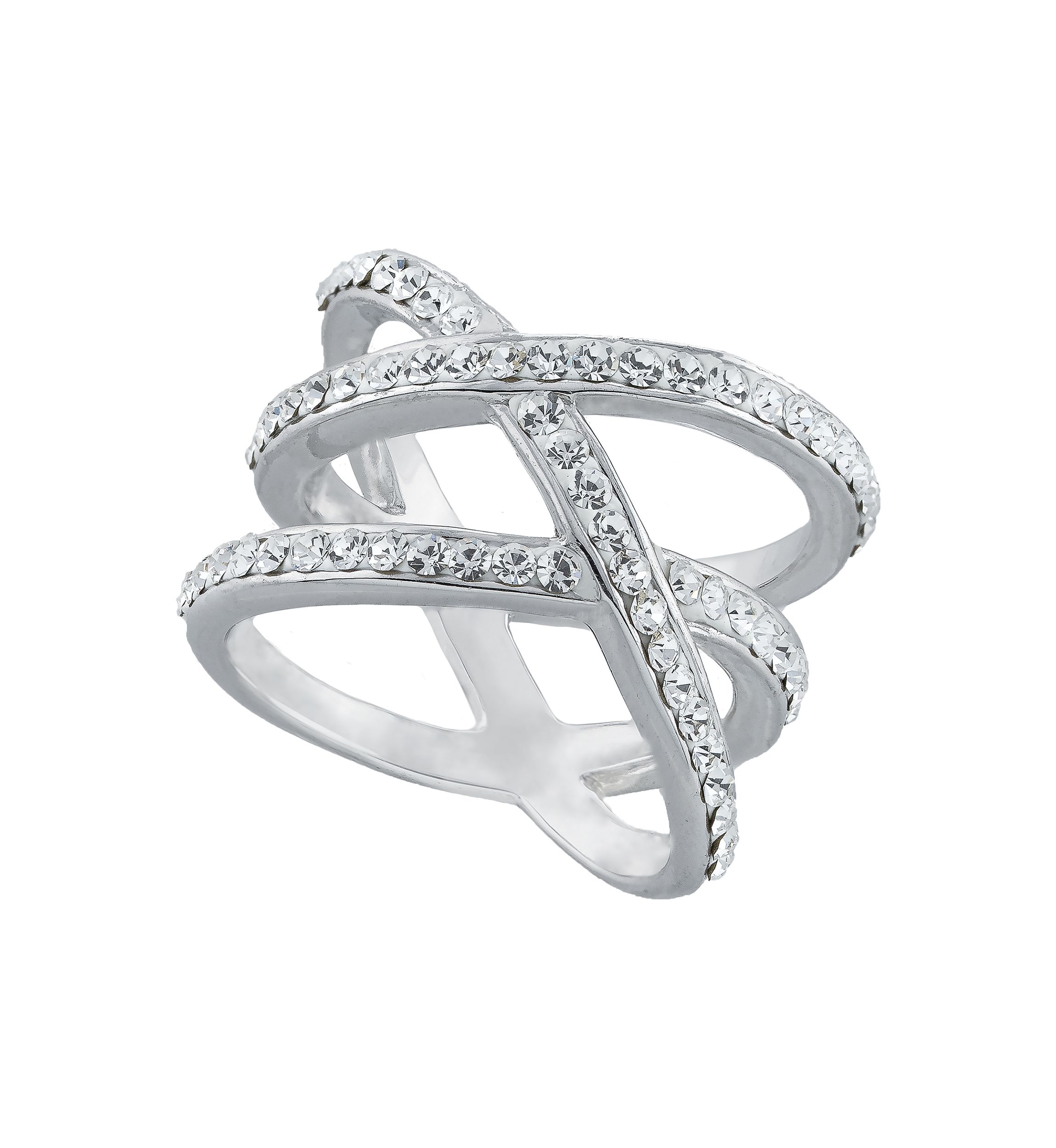 Sterling Silver Crystal Open Woven Ring