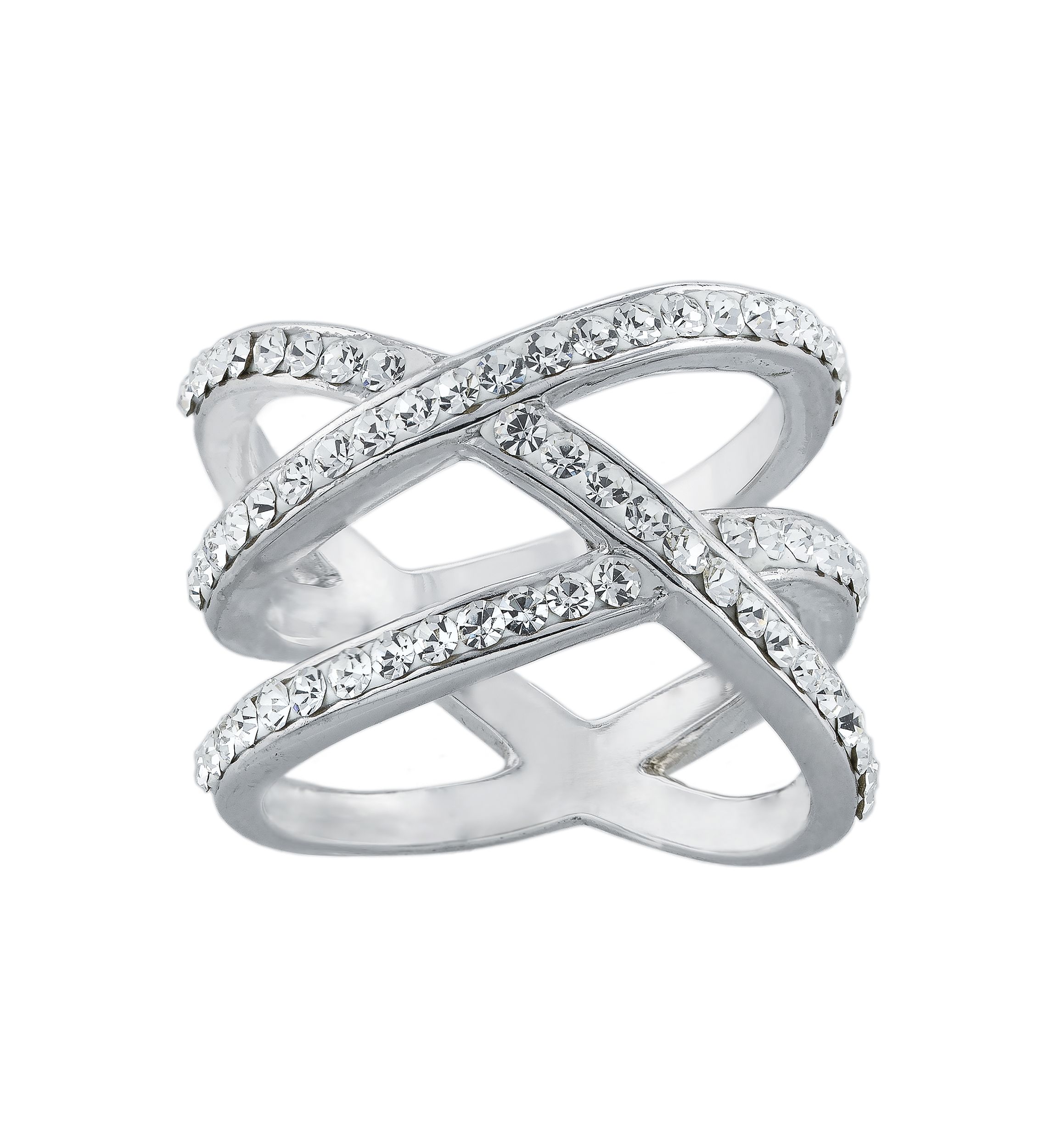Sterling Silver Crystal Open Woven Ring