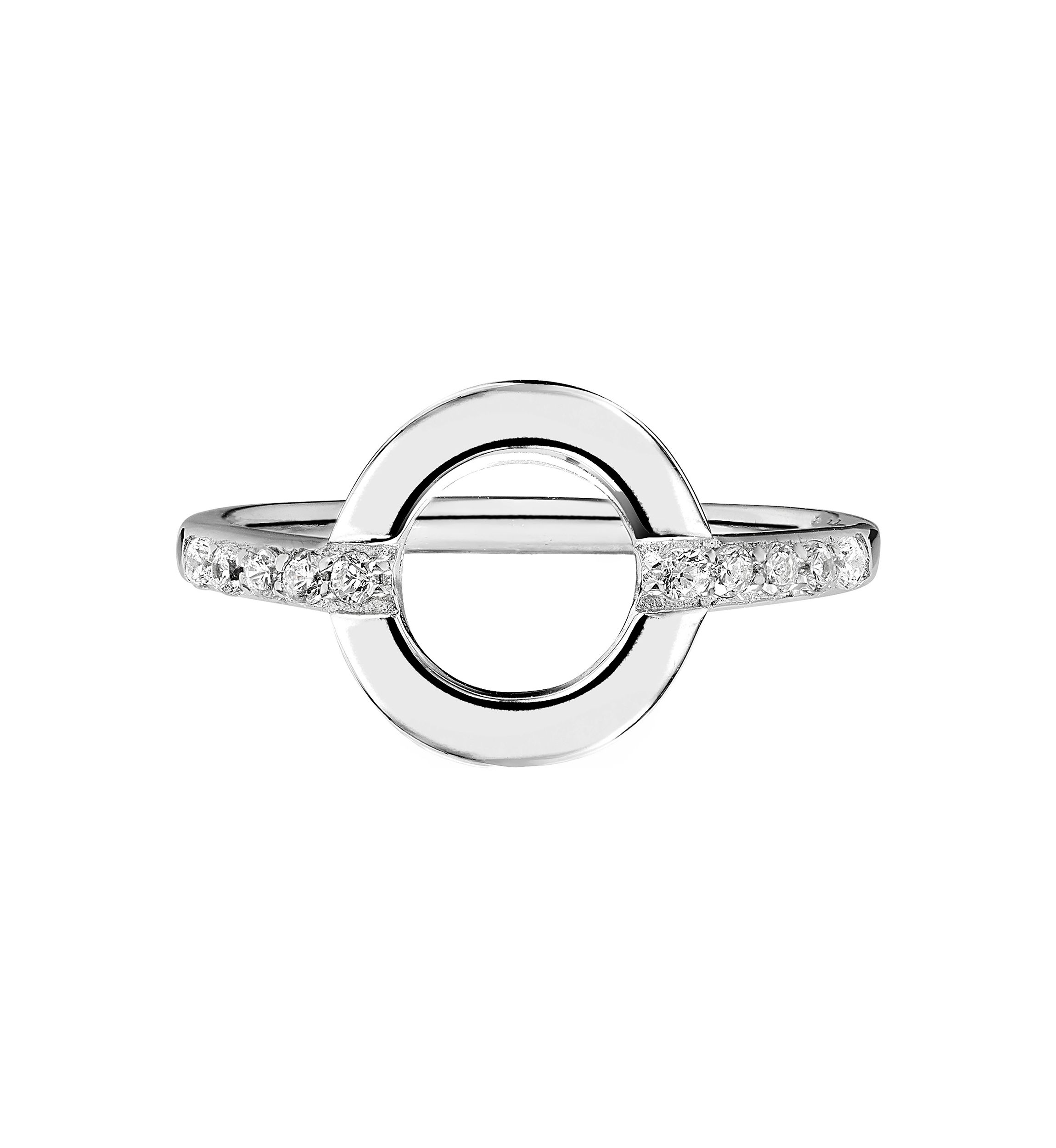 Sterling Silver Cubic Zirconia Pave Open Circle Ring