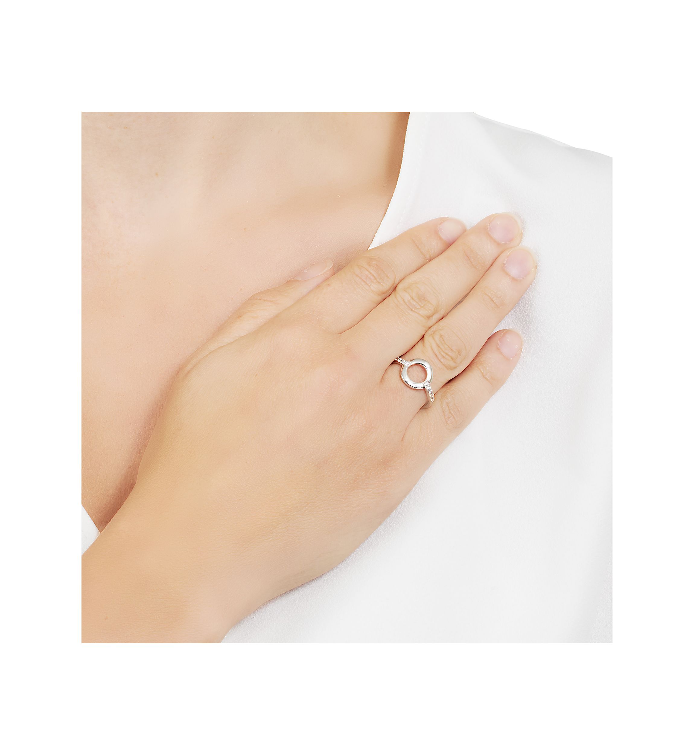 Sterling Silver Cubic Zirconia Pave Open Circle Ring