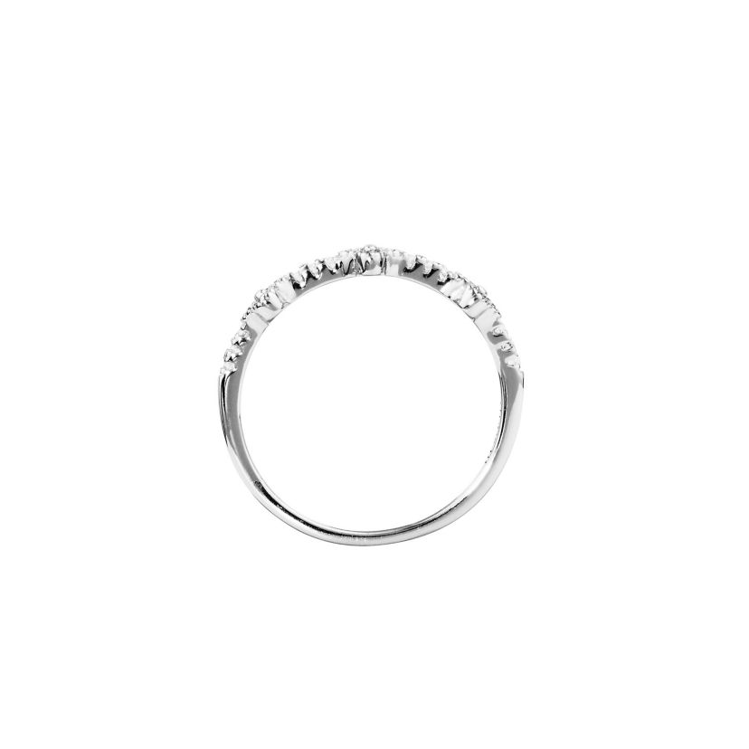 Sterling Silver Cubic Zirconia 3 Flower Ring Size 8