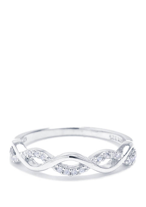 Sterling Silver Cubic Zirconia Weave Band Ring