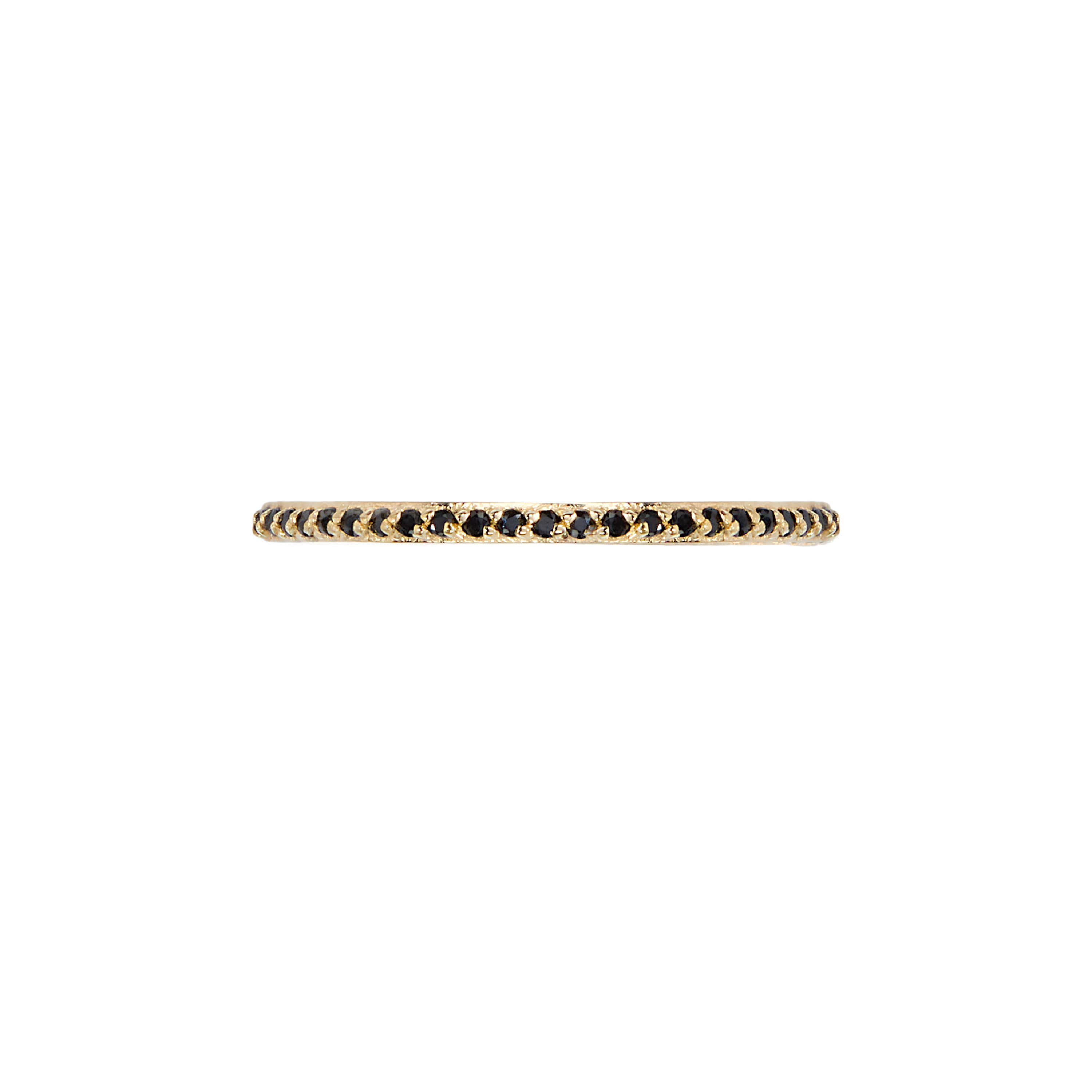 Gold Over Sterling Silver Black Spinel Band Ring - Size 8