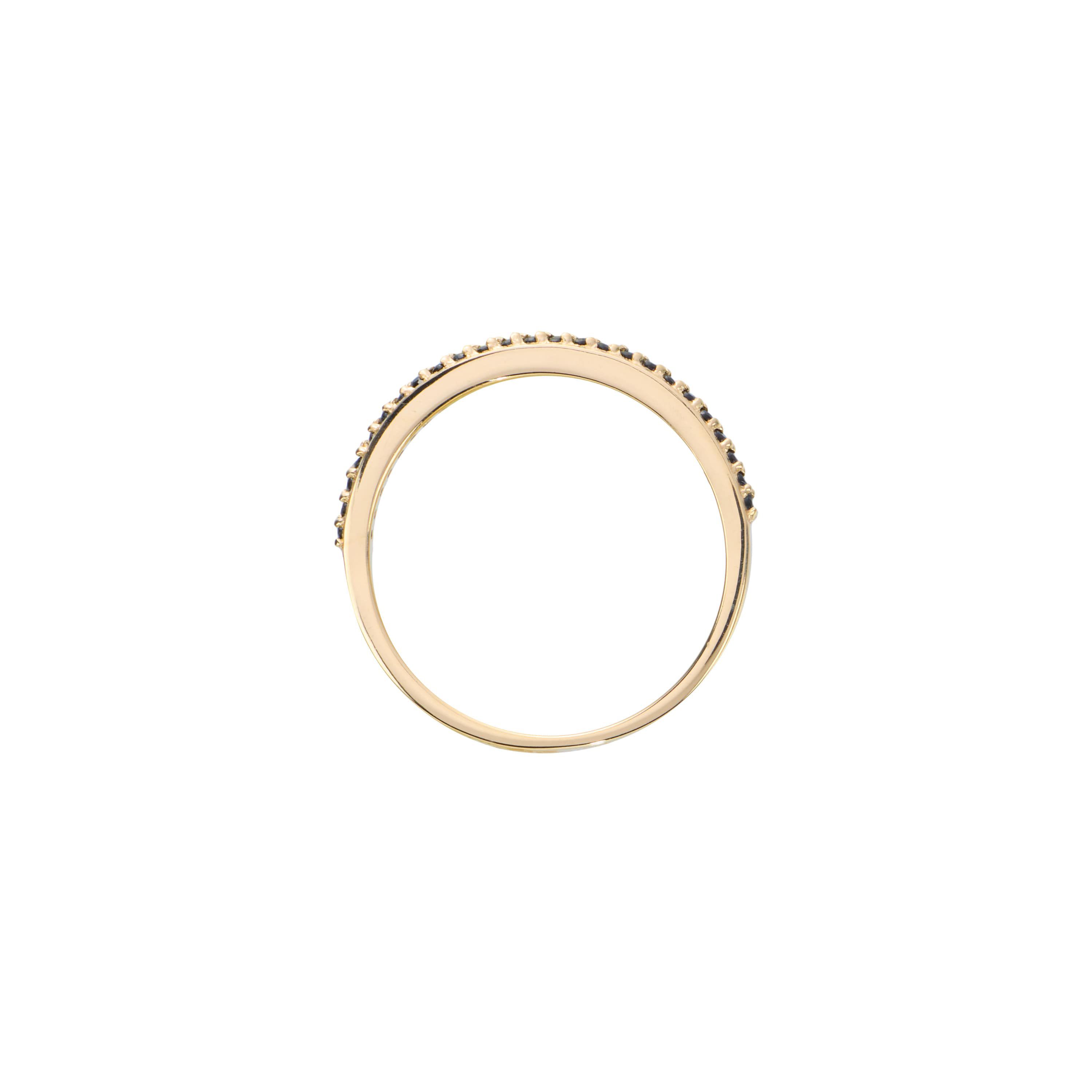 Gold Over Sterling Silver Black Spinel Band Ring - Size 8