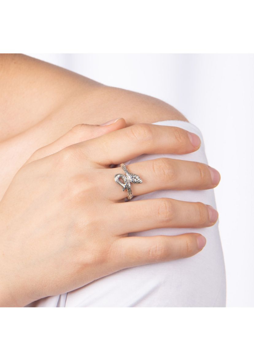Sterling Silver Oxidized Snake Ring, Size 7