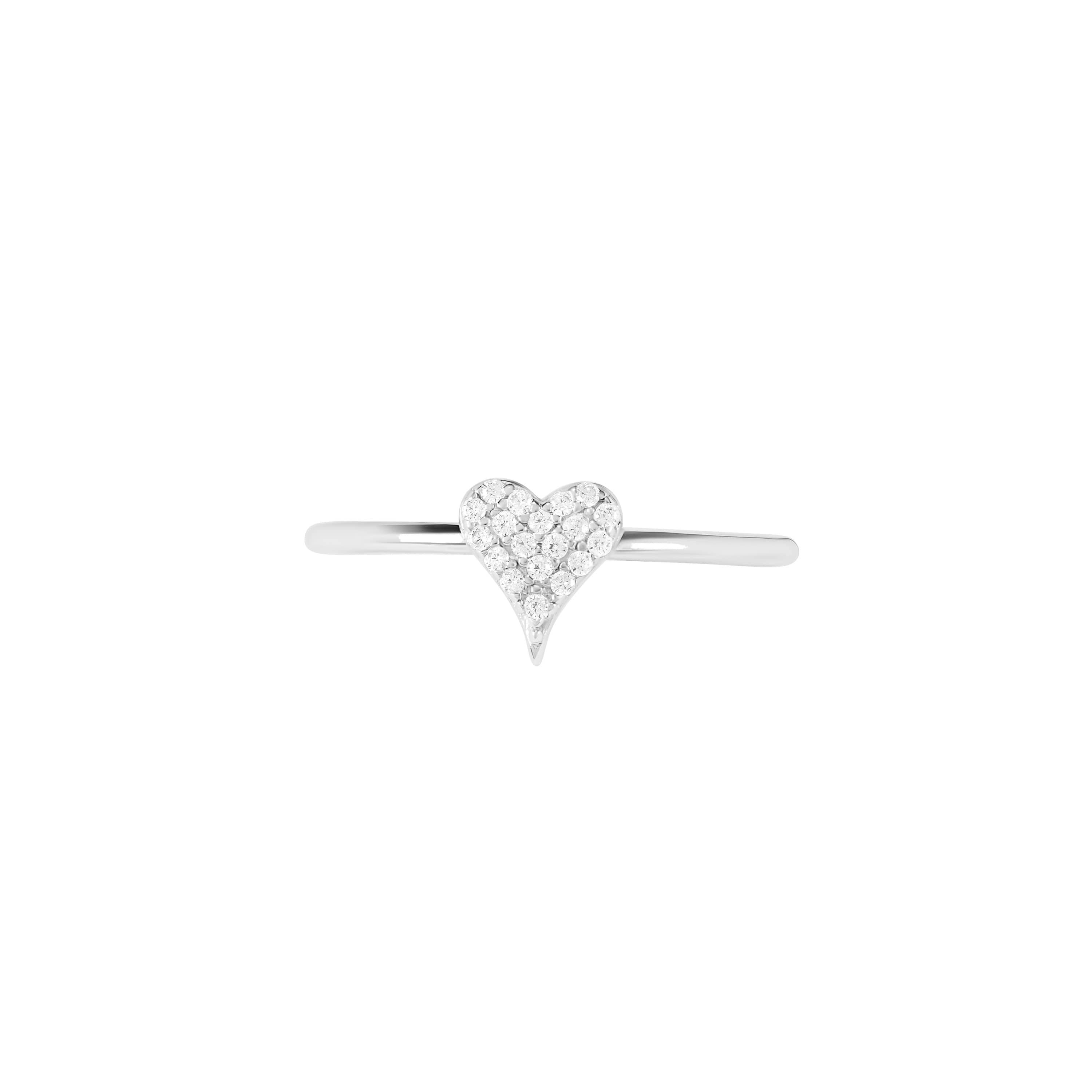 Sterling Silver Cubic Zirconia Heart Ring - Size 7
