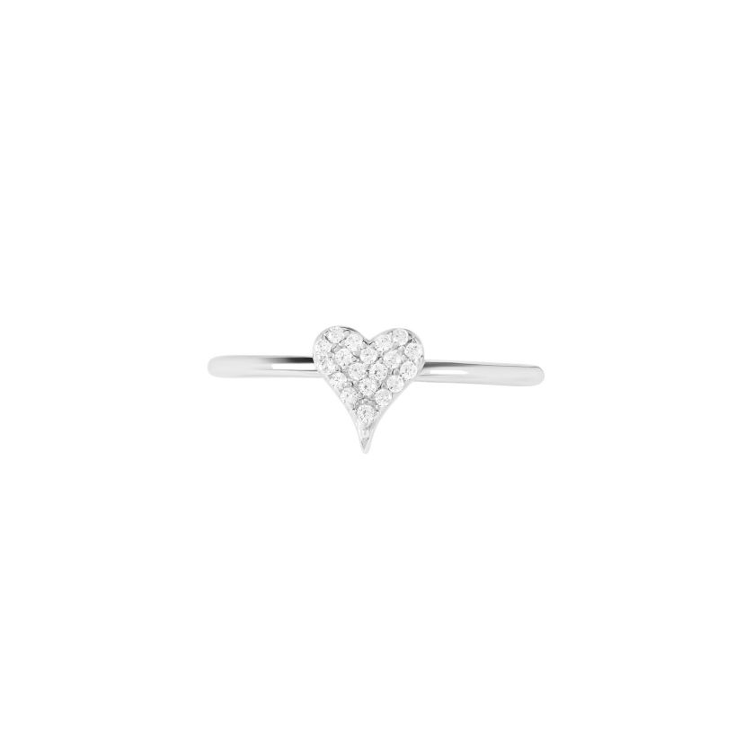 Sterling Silver Cubic Zirconia Heart Ring - Size 7