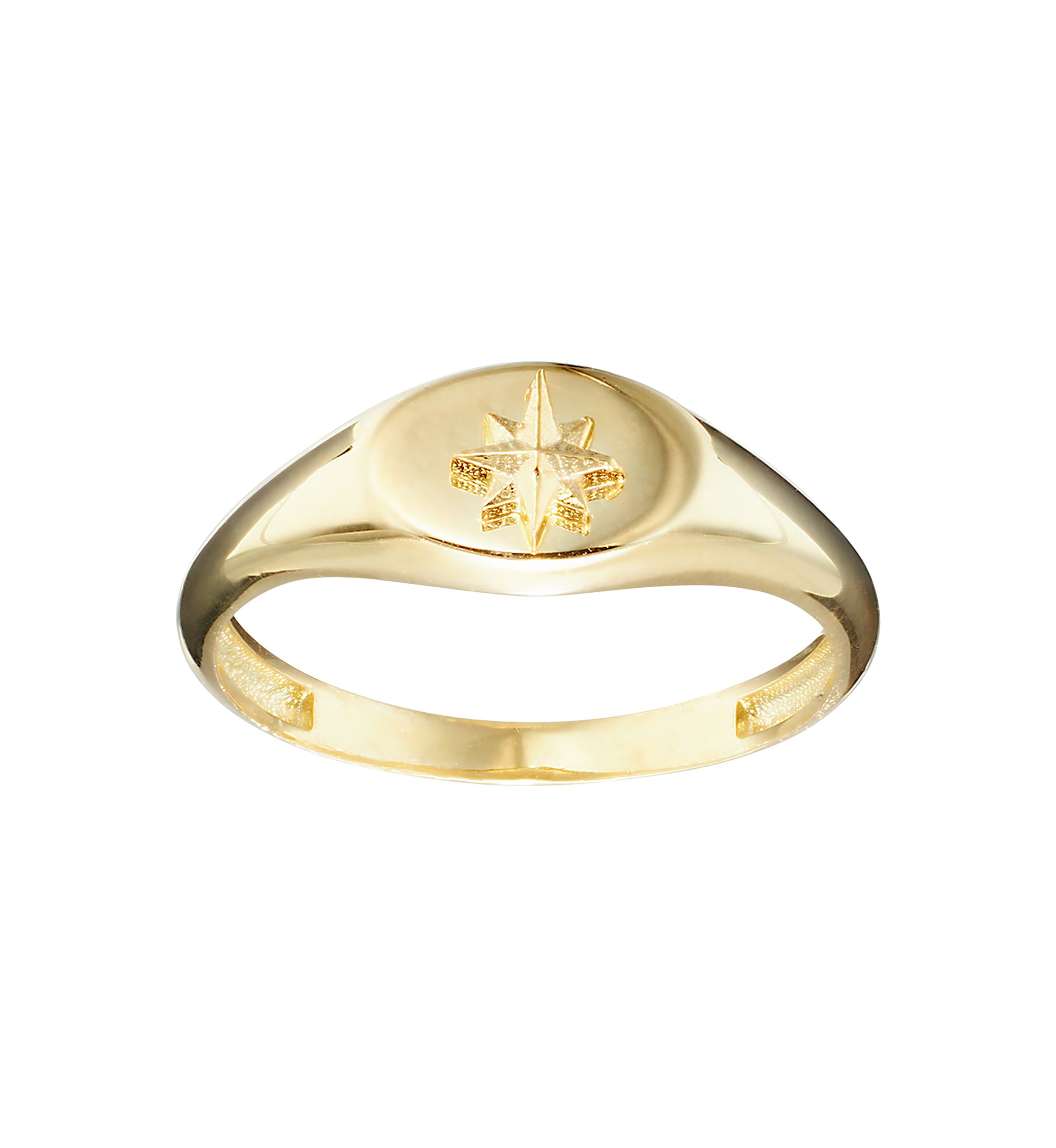Gold Over Sterling Silver Starburst Signet Ring