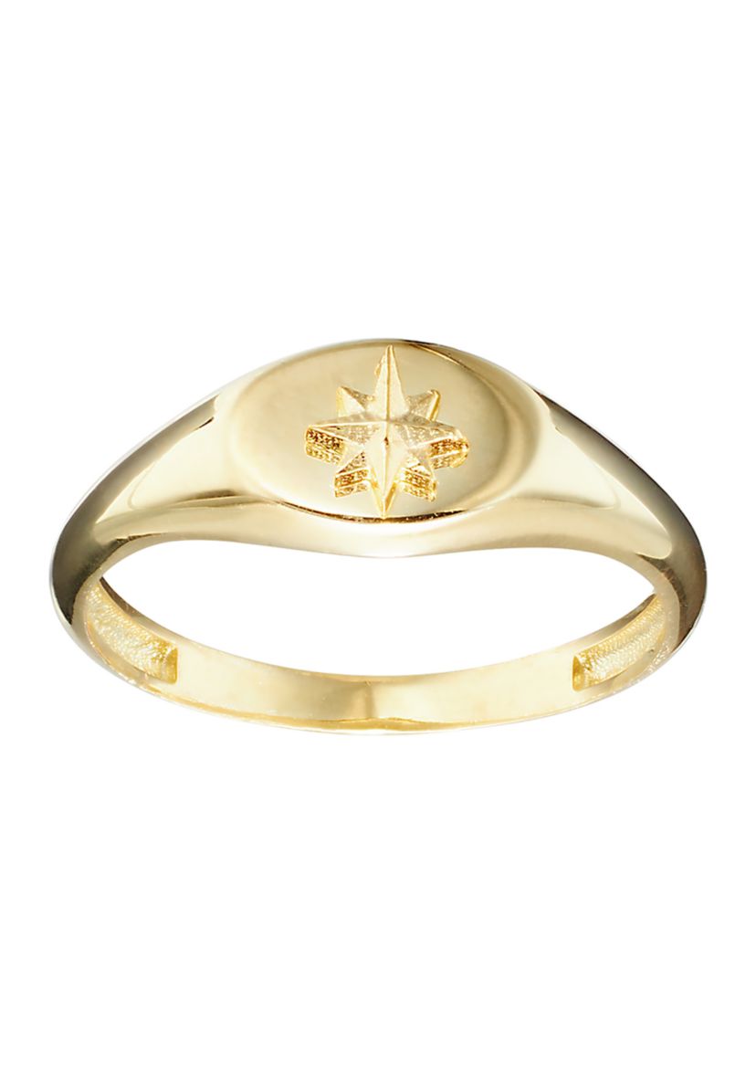 Gold Over Sterling Silver Starburst Signet Ring